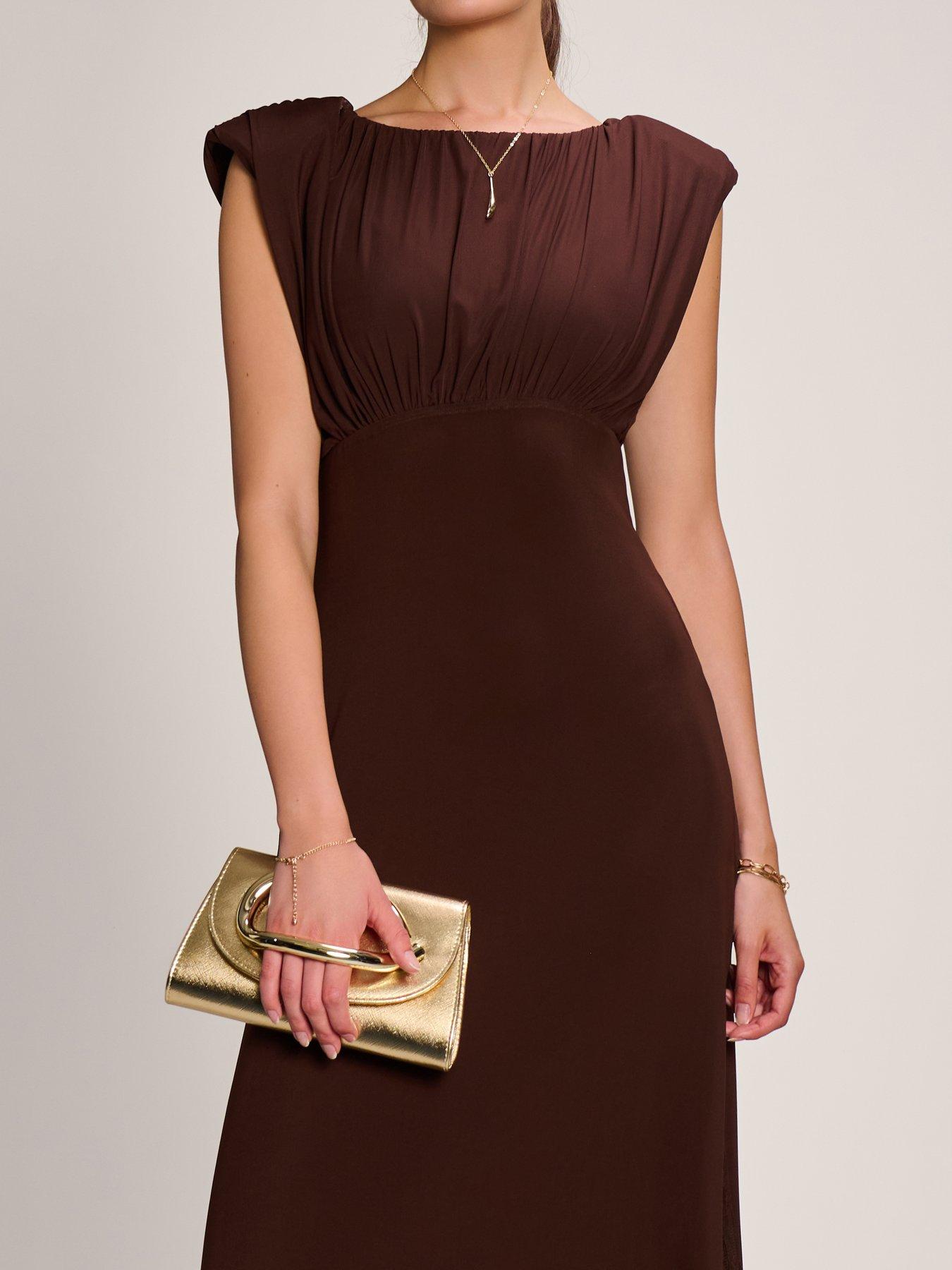 Image 4 of 7 of Jolie Moi Lace Insert Mesh Maxi Dress