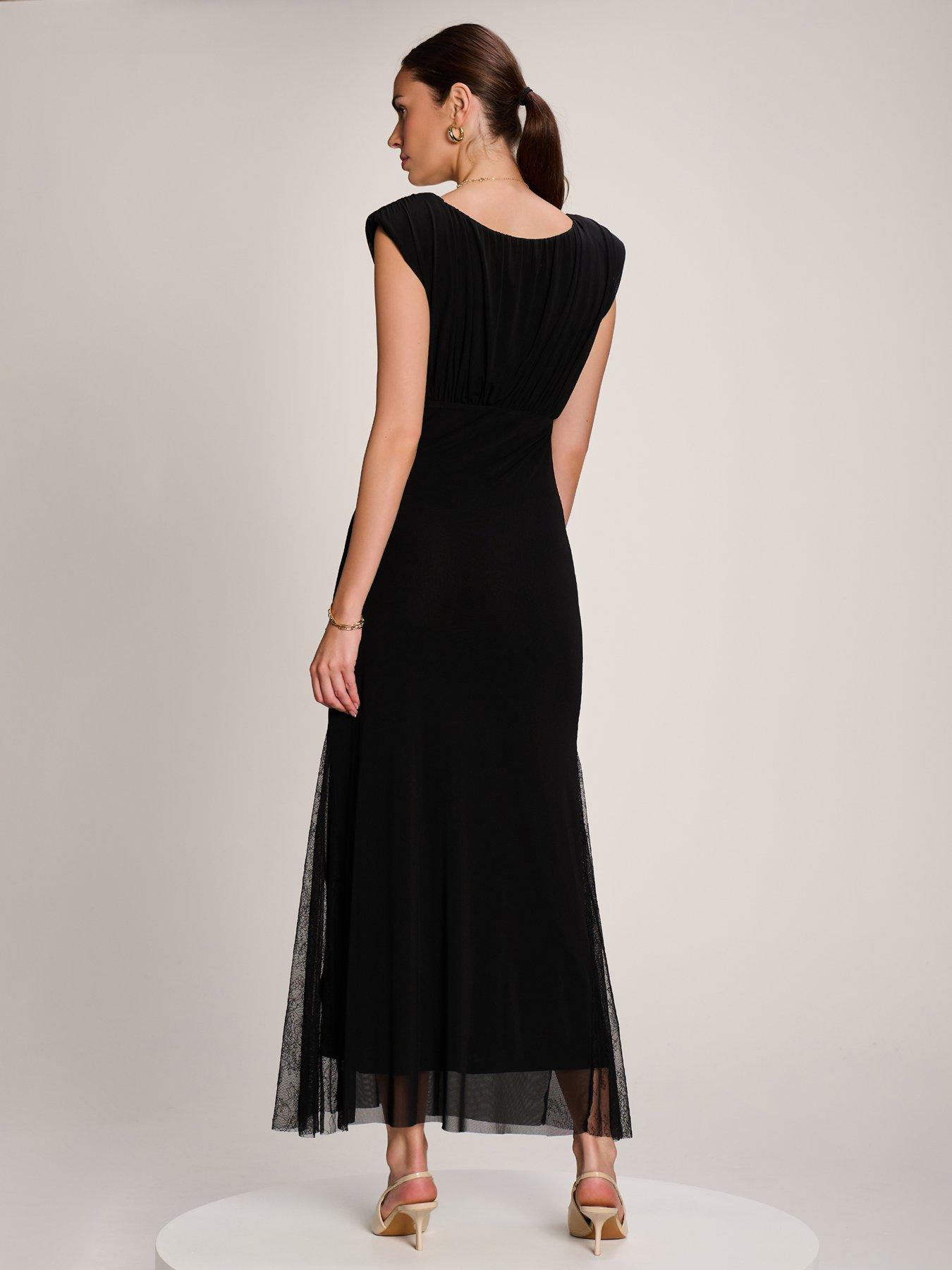 Image 2 of 7 of Jolie Moi Lace Insert Mesh Maxi Dress