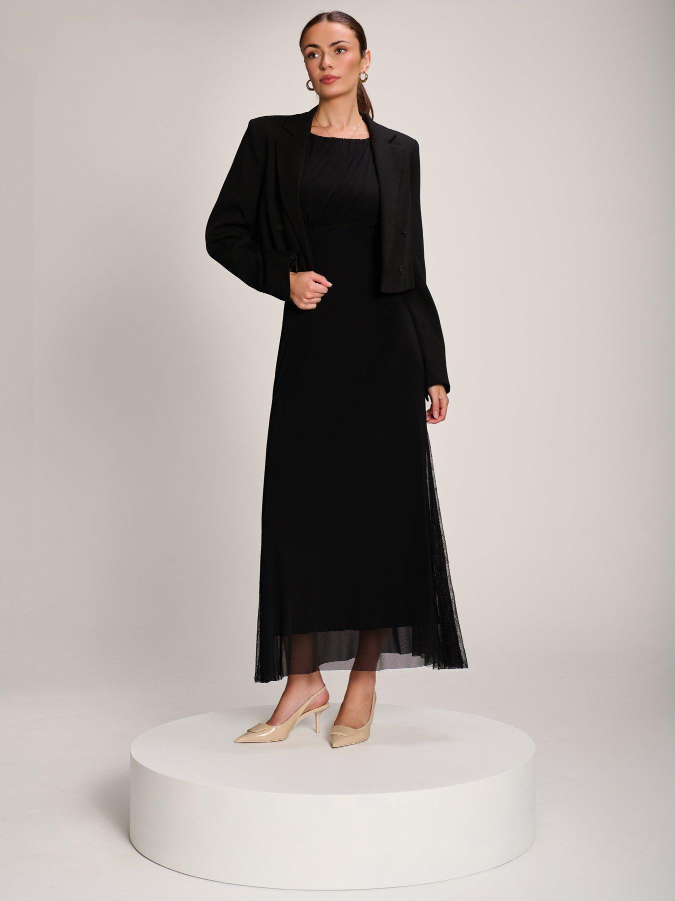 Image 3 of 7 of Jolie Moi Lace Insert Mesh Maxi Dress