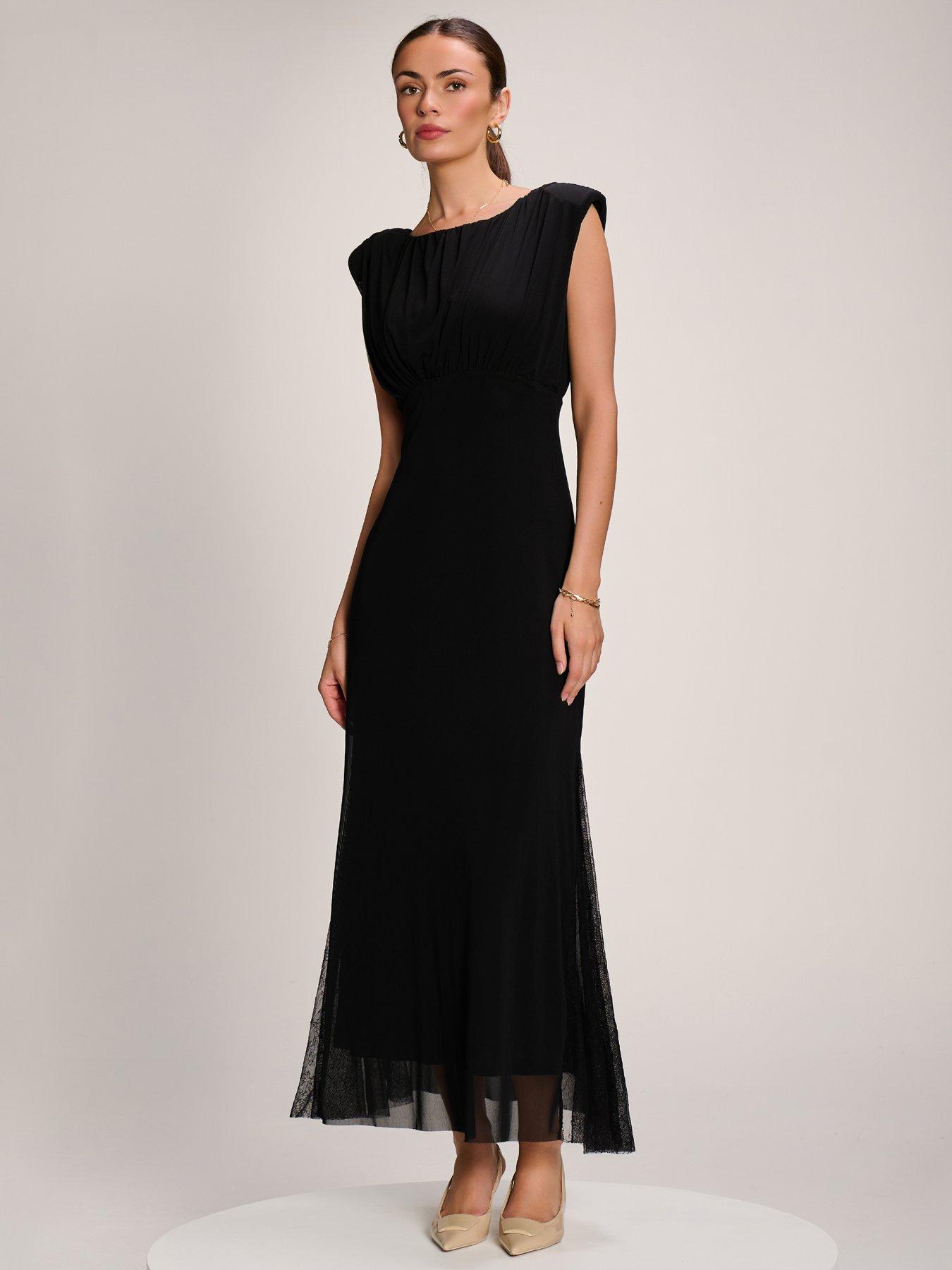 Image 5 of 7 of Jolie Moi Lace Insert Mesh Maxi Dress