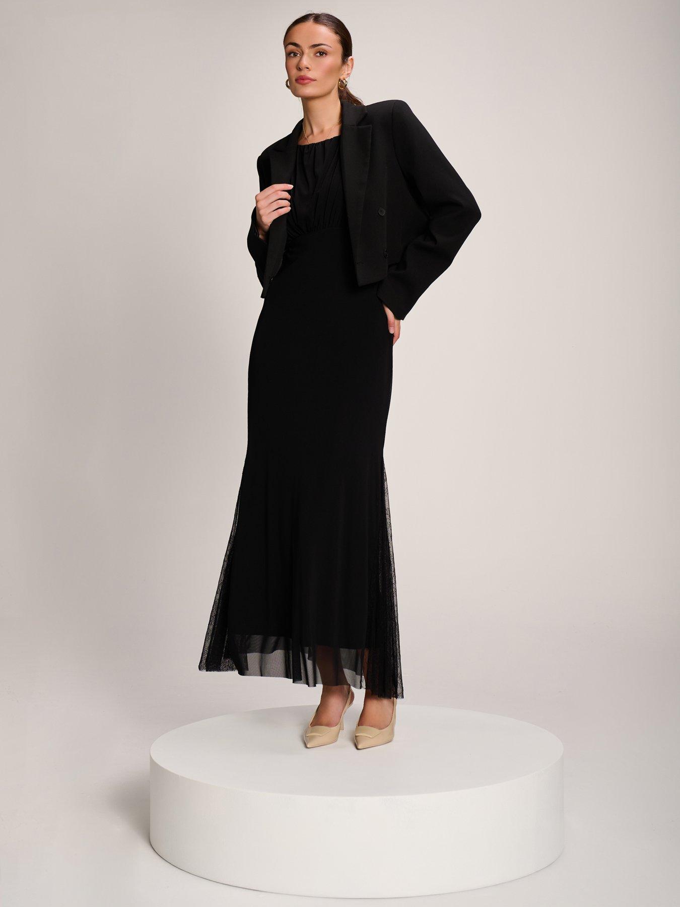 Image 6 of 7 of Jolie Moi Lace Insert Mesh Maxi Dress