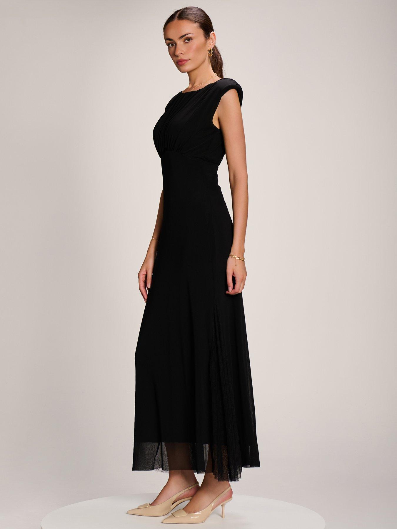 Image 7 of 7 of Jolie Moi Lace Insert Mesh Maxi Dress