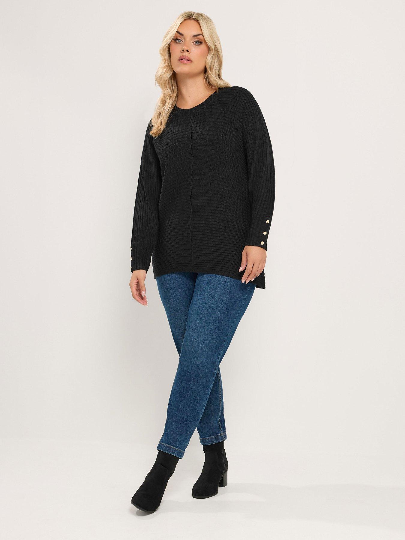 Image 3 of 4 of Yours Curve Rib Button Jumper
