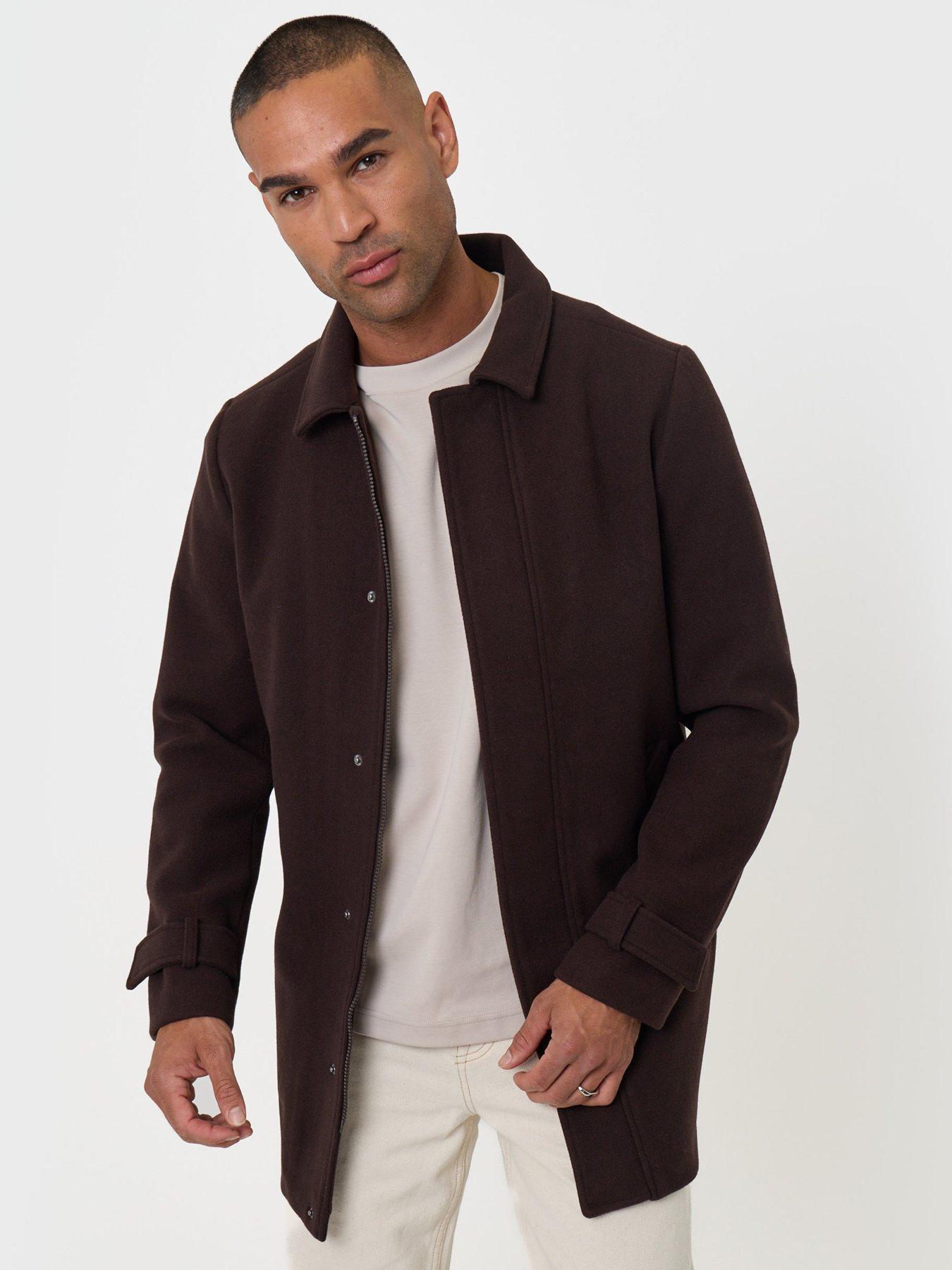 Image 1 of 5 of Threadbare Mens Alon Faux Wool Zip-Through Jacket - Chocolate