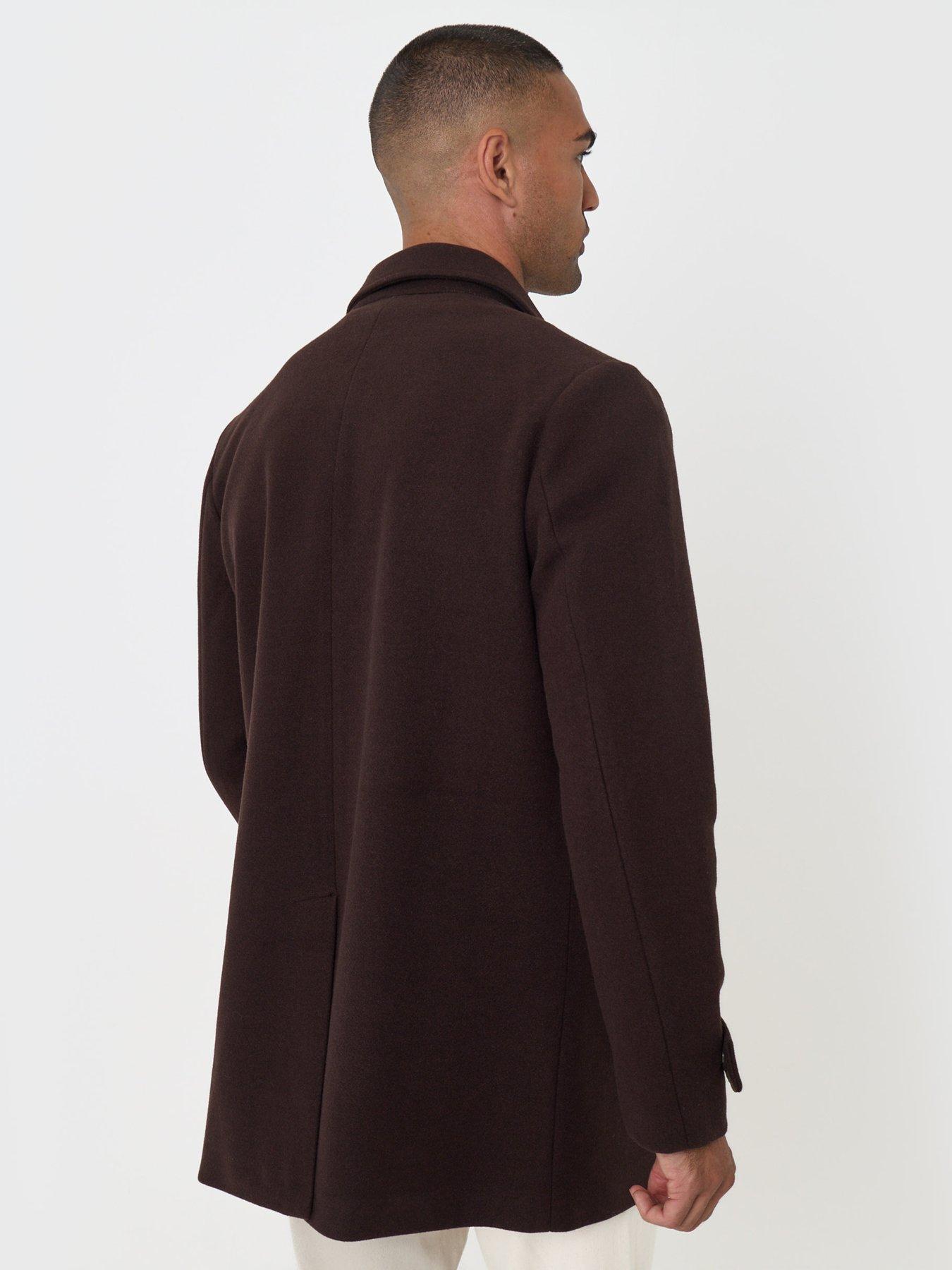 Image 2 of 5 of Threadbare Mens Alon Faux Wool Zip-Through Jacket - Chocolate