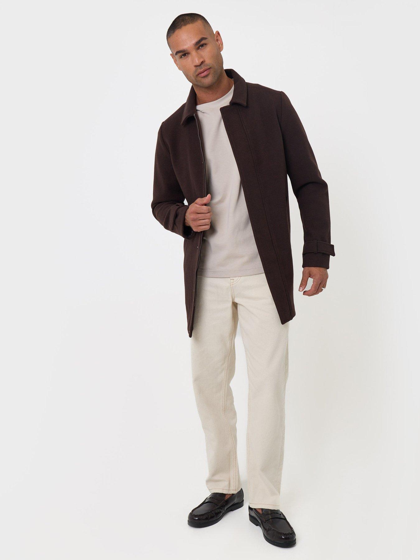 Image 3 of 5 of Threadbare Mens Alon Faux Wool Zip-Through Jacket - Chocolate