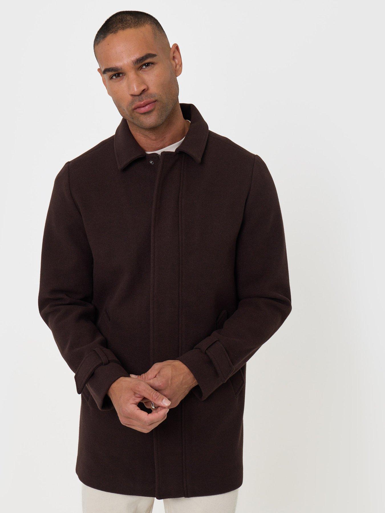 Image 5 of 5 of Threadbare Mens Alon Faux Wool Zip-Through Jacket - Chocolate