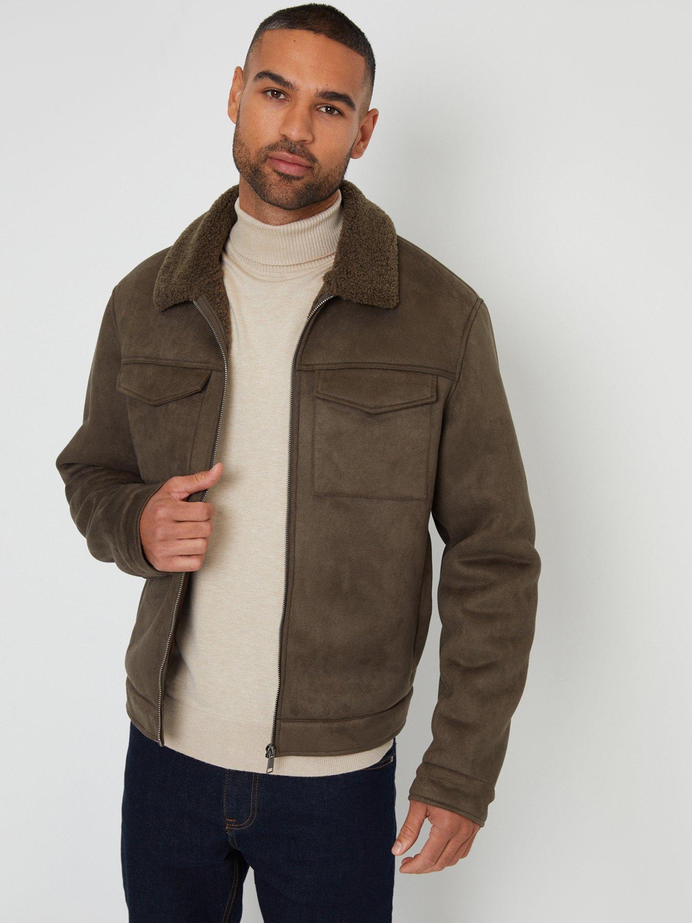 Image 1 of 4 of Threadbare Threadbare Mens Borg Collar Zip-Through Jacket - Green