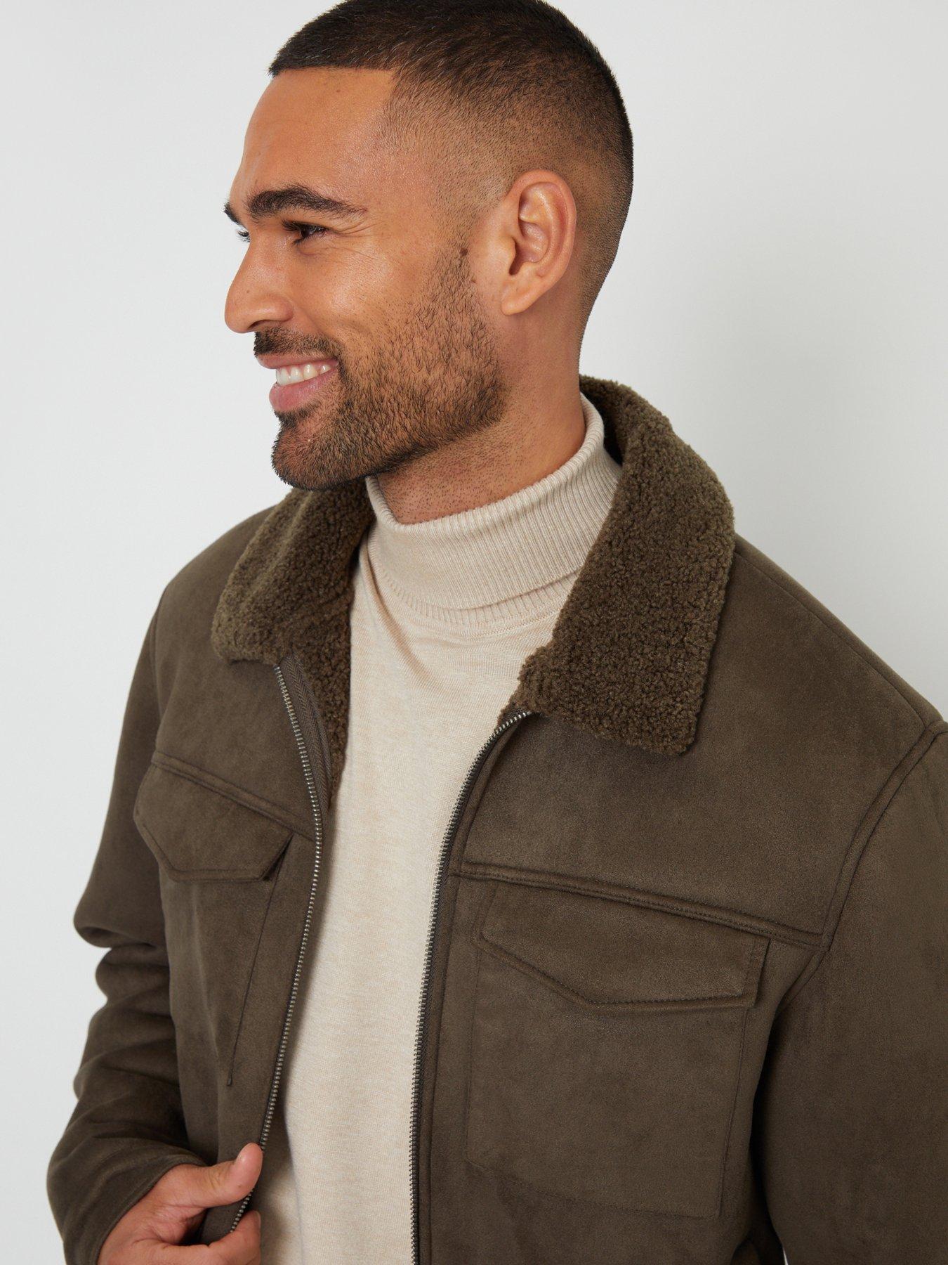 Image 4 of 4 of Threadbare Threadbare Mens Borg Collar Zip-Through Jacket - Green