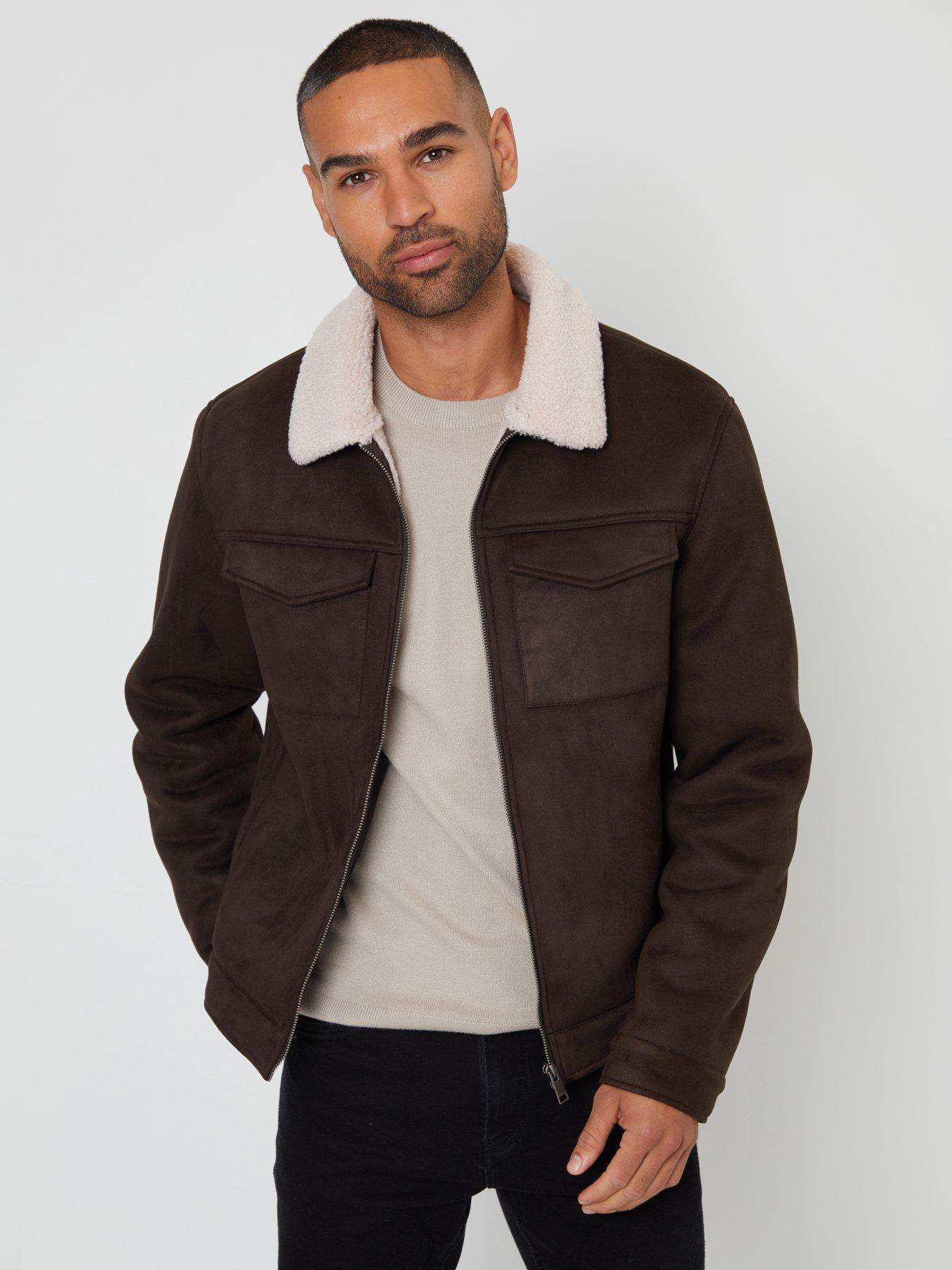 Image 1 of 4 of Threadbare Mens Jacket Olpherts - Chocolate / Cream (Bonded Suede)