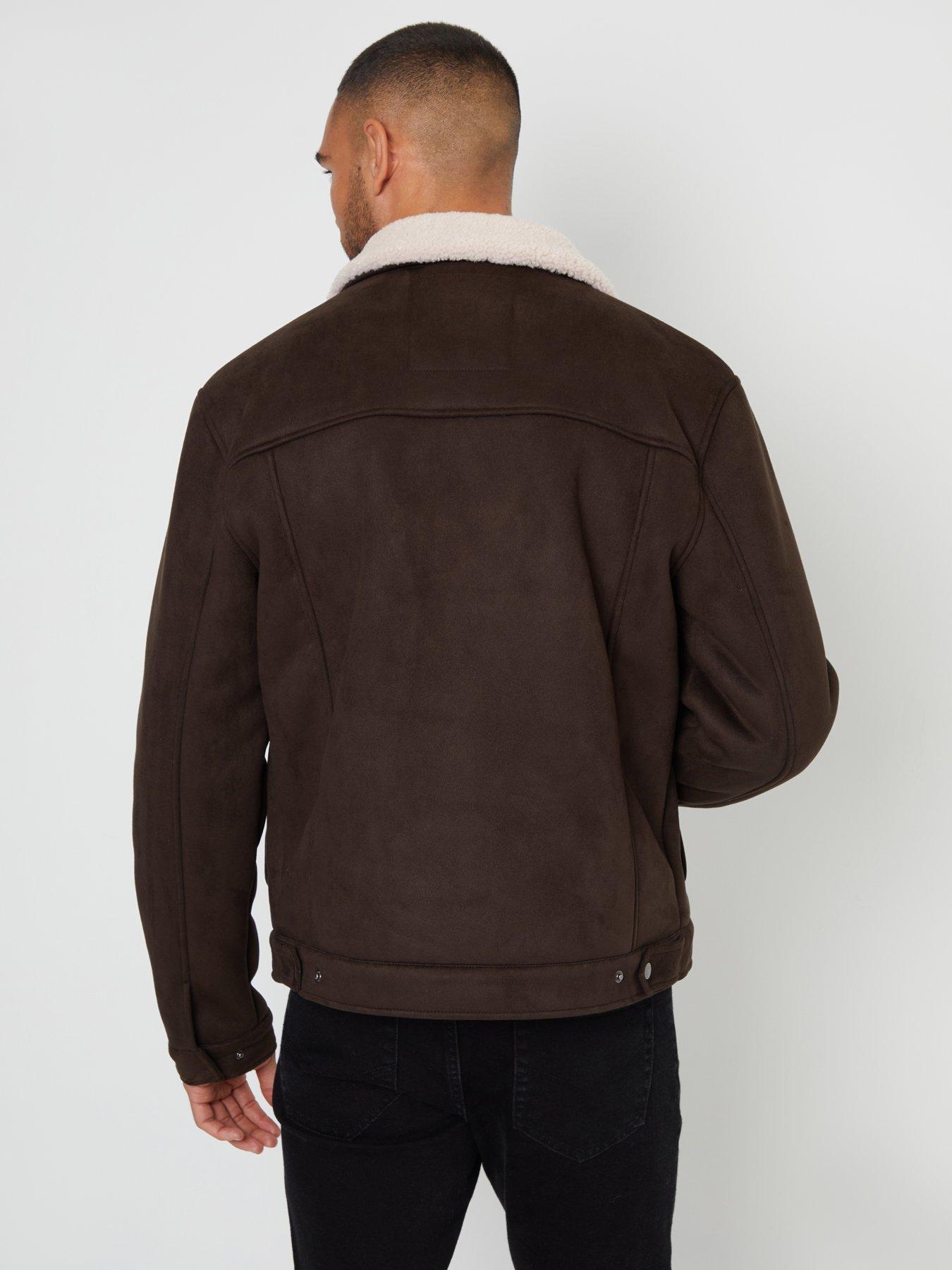 Image 2 of 4 of Threadbare Mens Jacket Olpherts - Chocolate / Cream (Bonded Suede)