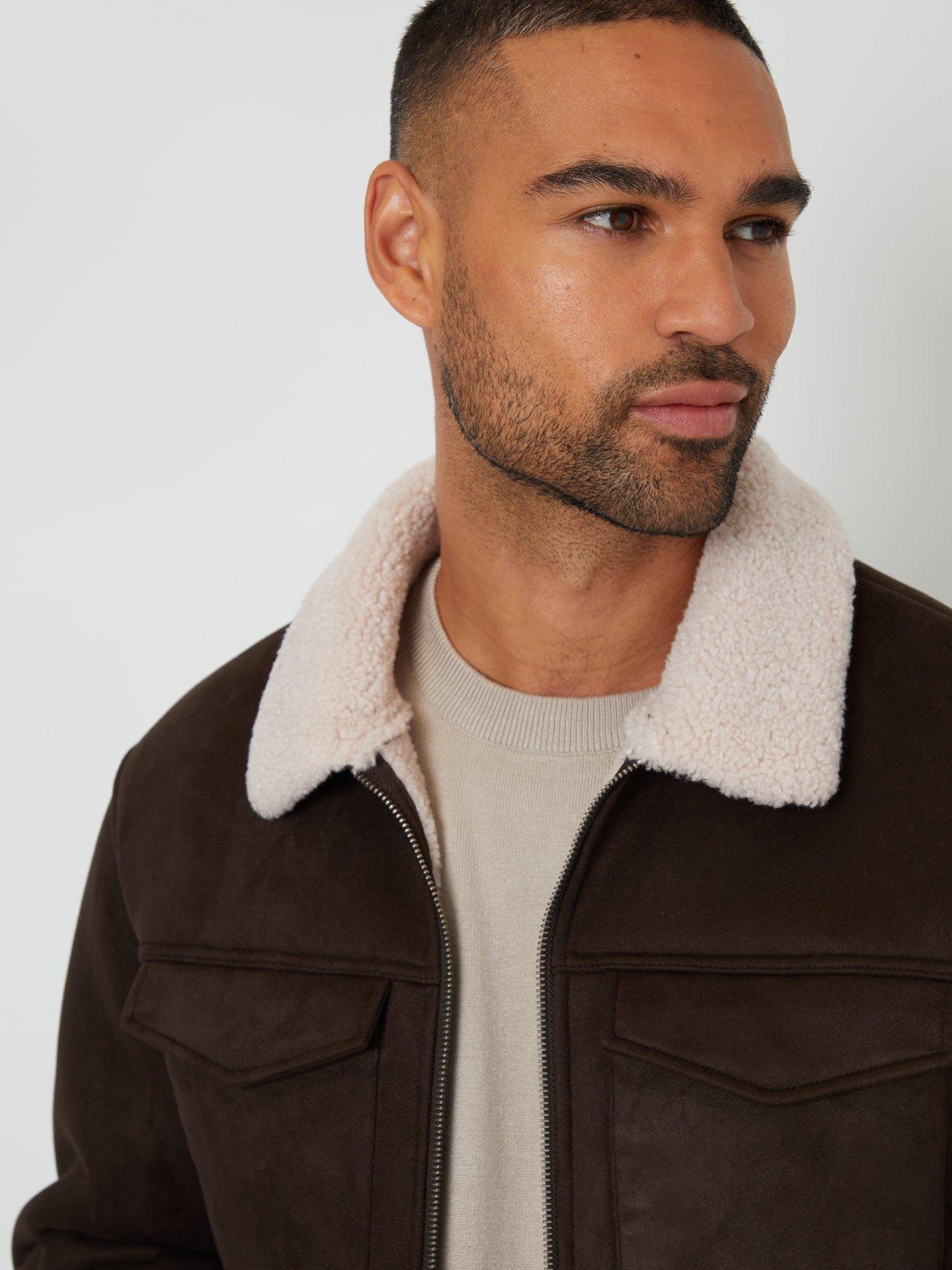 Image 3 of 4 of Threadbare Mens Jacket Olpherts - Chocolate / Cream (Bonded Suede)
