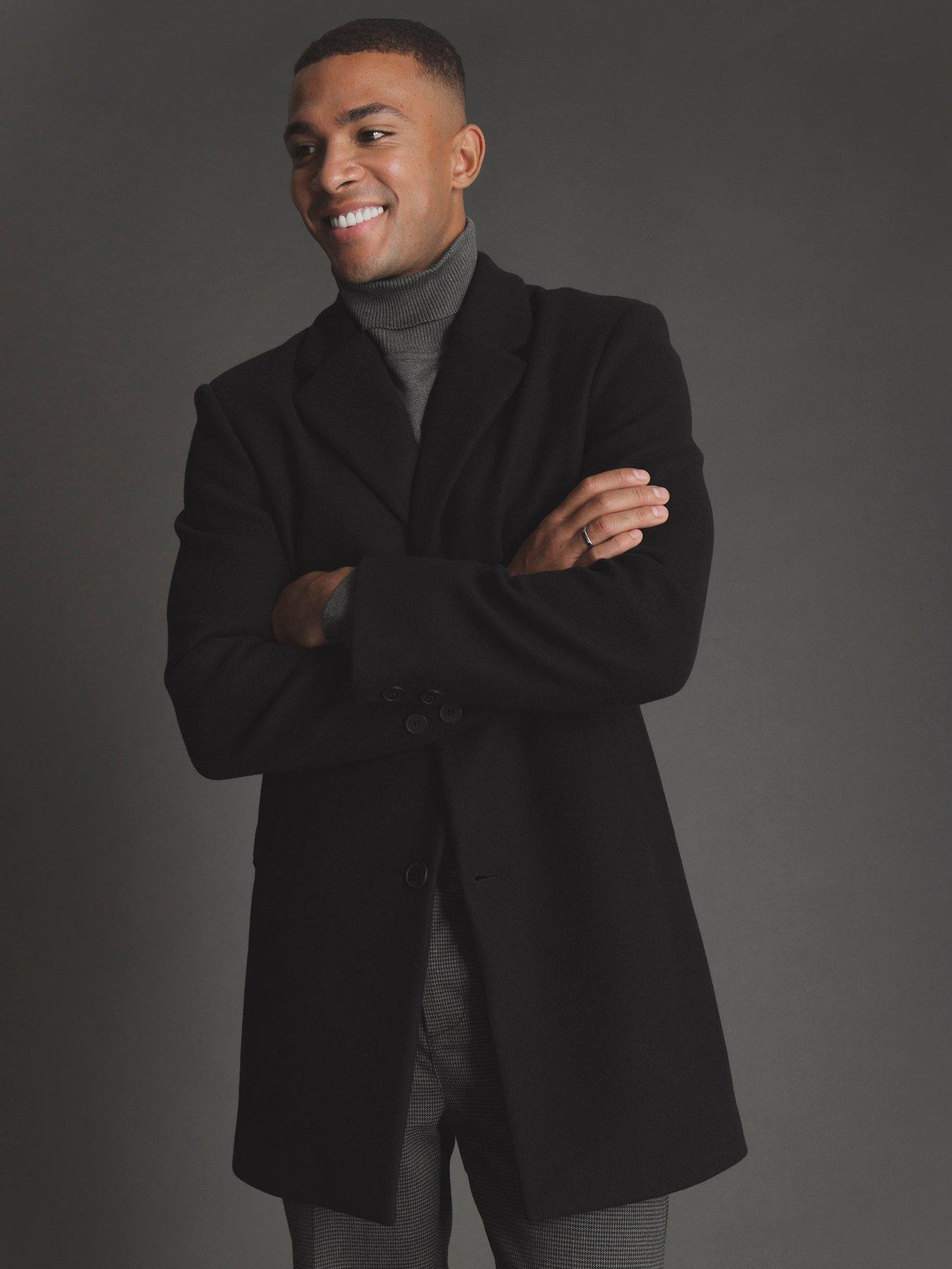 Image 1 of 5 of Threadbare Mens Espino Faux Wool Button Through Jacket - Black