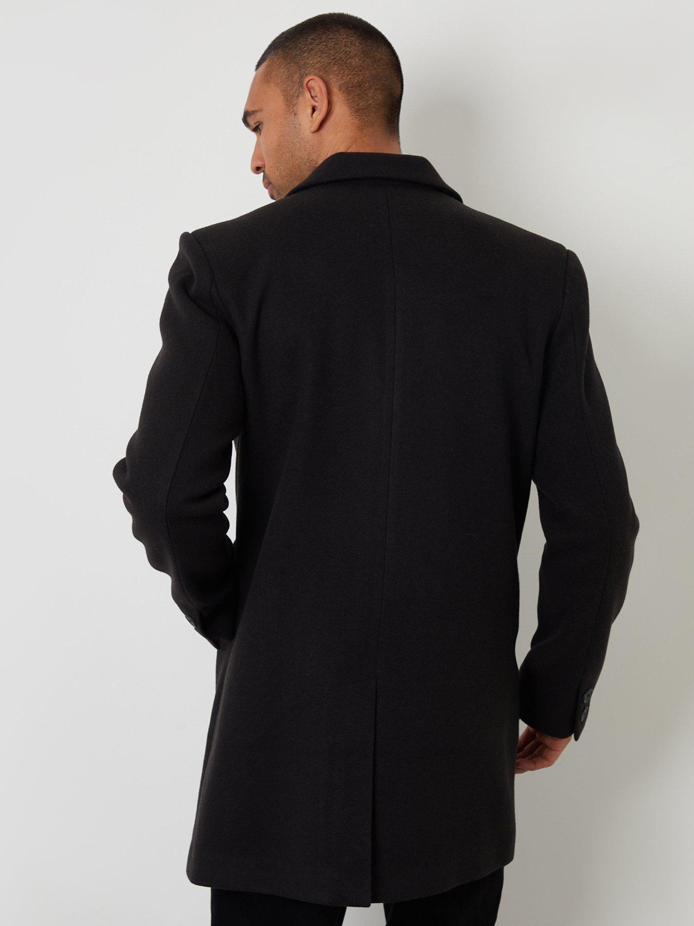 Image 2 of 5 of Threadbare Mens Espino Faux Wool Button Through Jacket - Black
