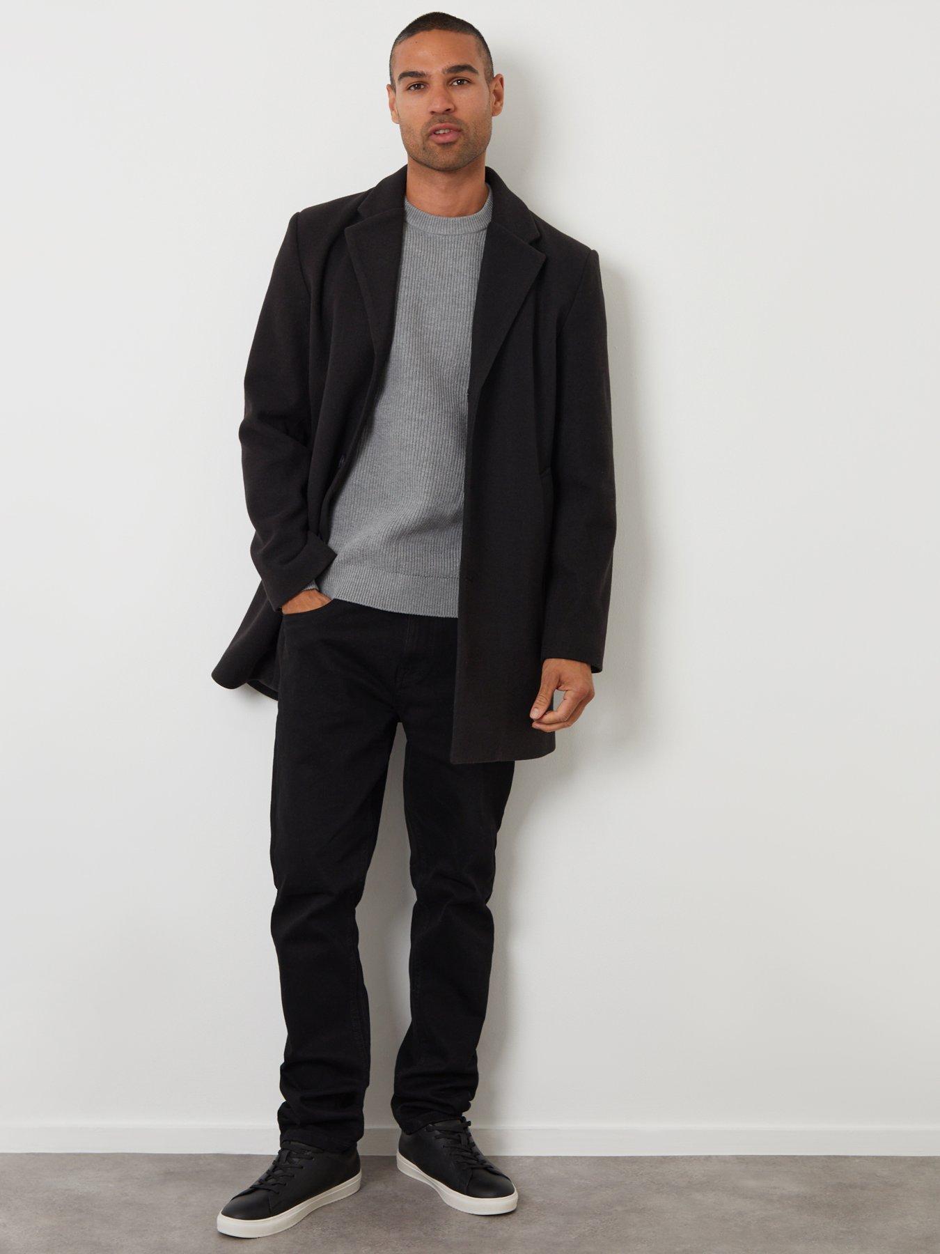 Image 3 of 5 of Threadbare Mens Espino Faux Wool Button Through Jacket - Black