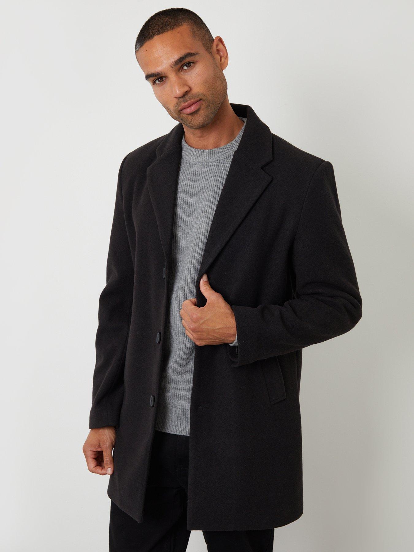 Image 5 of 5 of Threadbare Mens Espino Faux Wool Button Through Jacket - Black