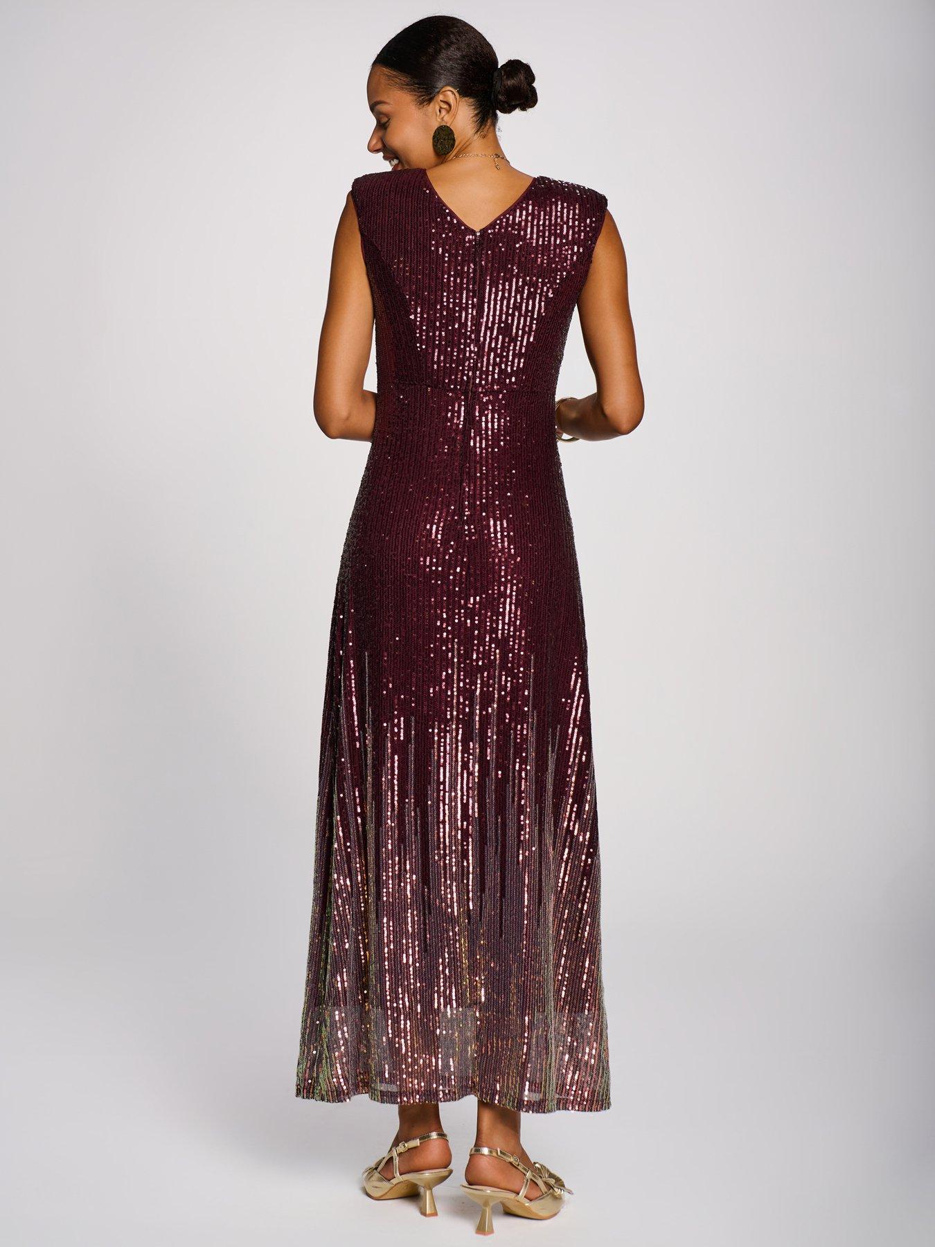 Image 2 of 7 of Jolie Moi Multi-tone Patterned Sequin Maxi Dress