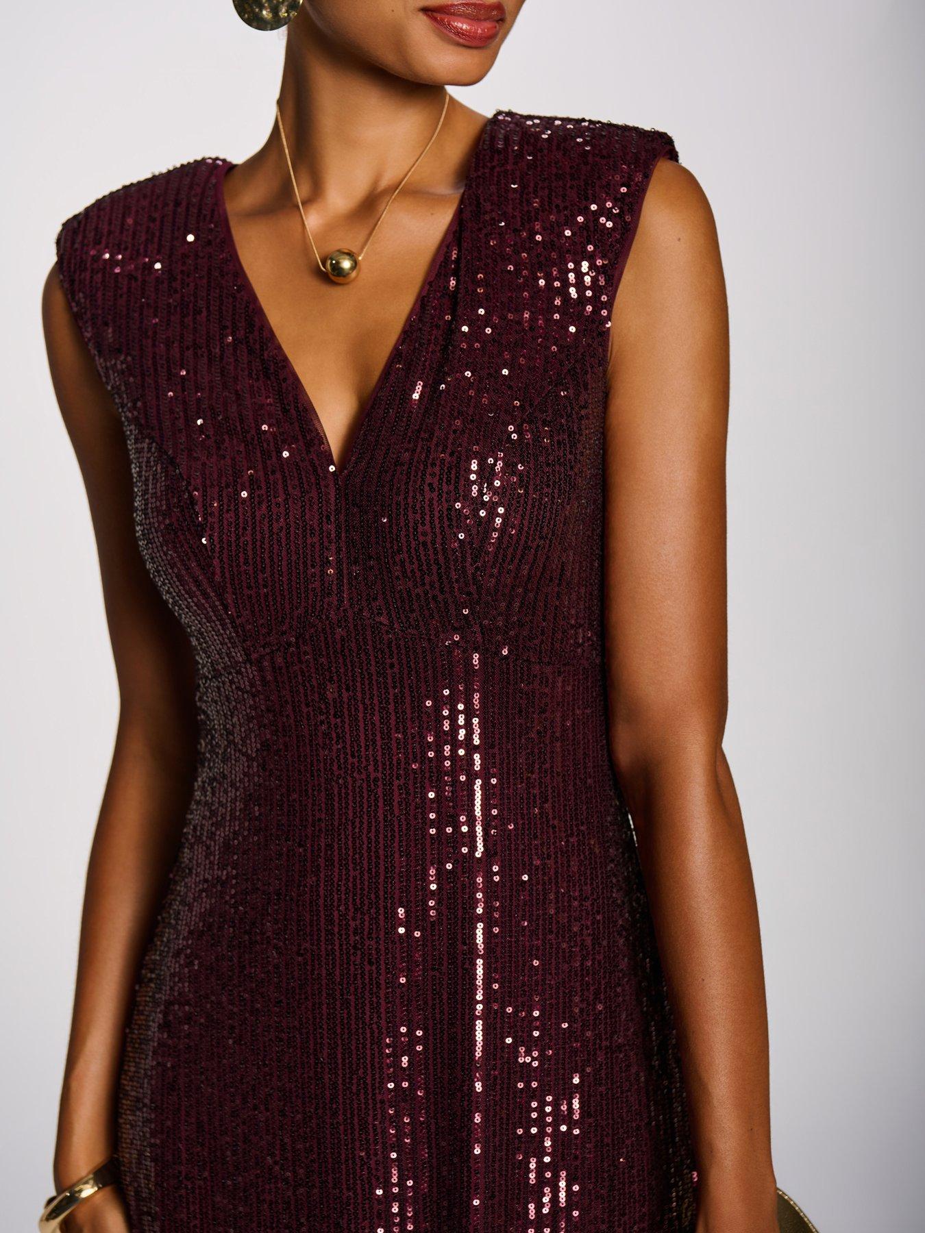 Image 4 of 7 of Jolie Moi Multi-tone Patterned Sequin Maxi Dress