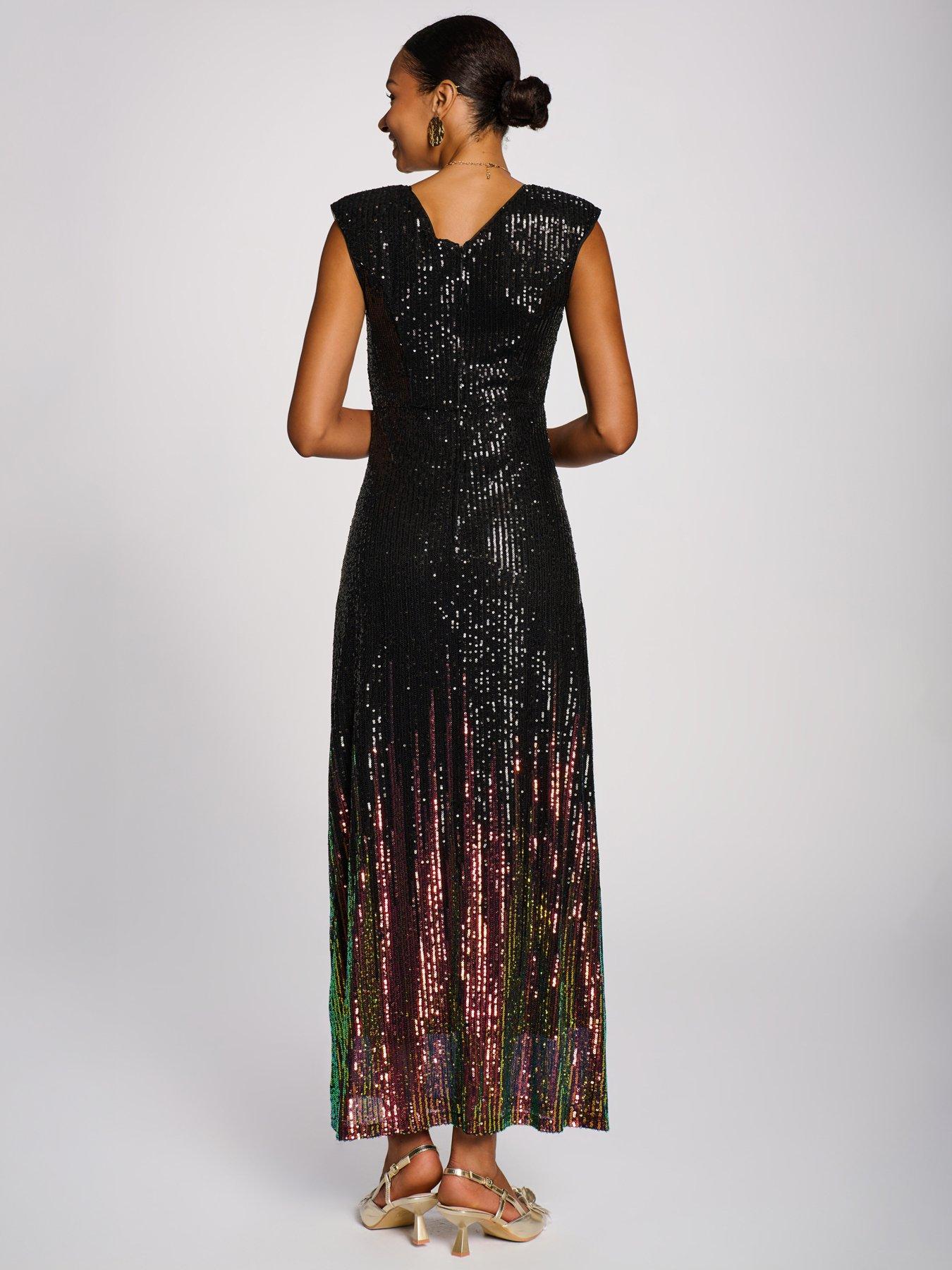 Image 2 of 7 of Jolie Moi Multi-tone Patterned Sequin Maxi Dress