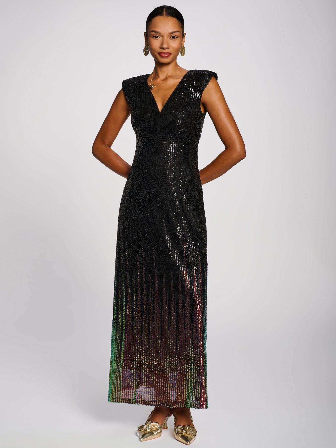 Image 6 of 7 of Jolie Moi Multi-tone Patterned Sequin Maxi Dress