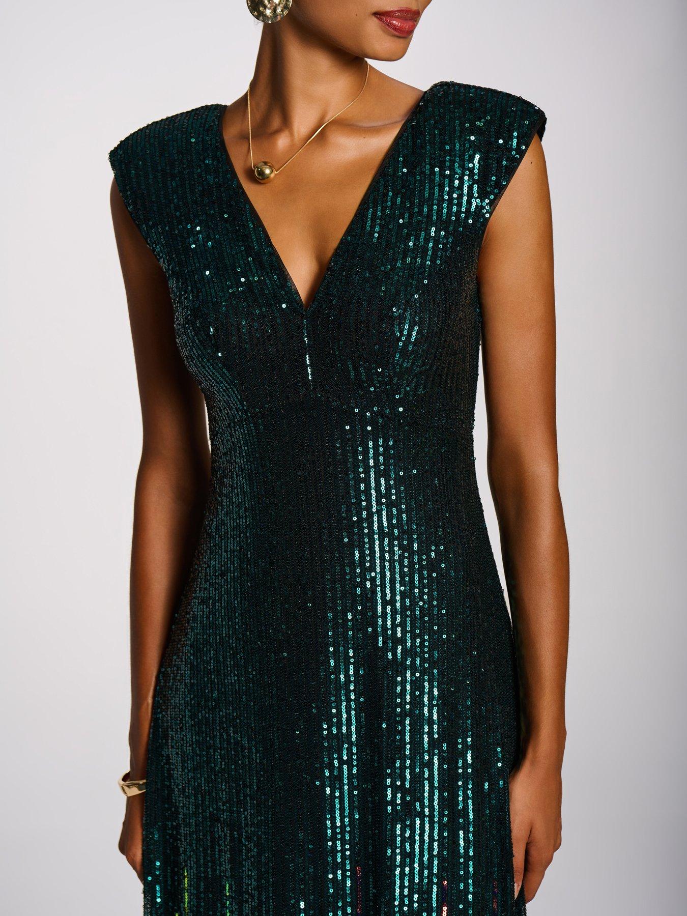 Image 4 of 7 of Jolie Moi Mermaid Patterned Sequin Maxi Dress