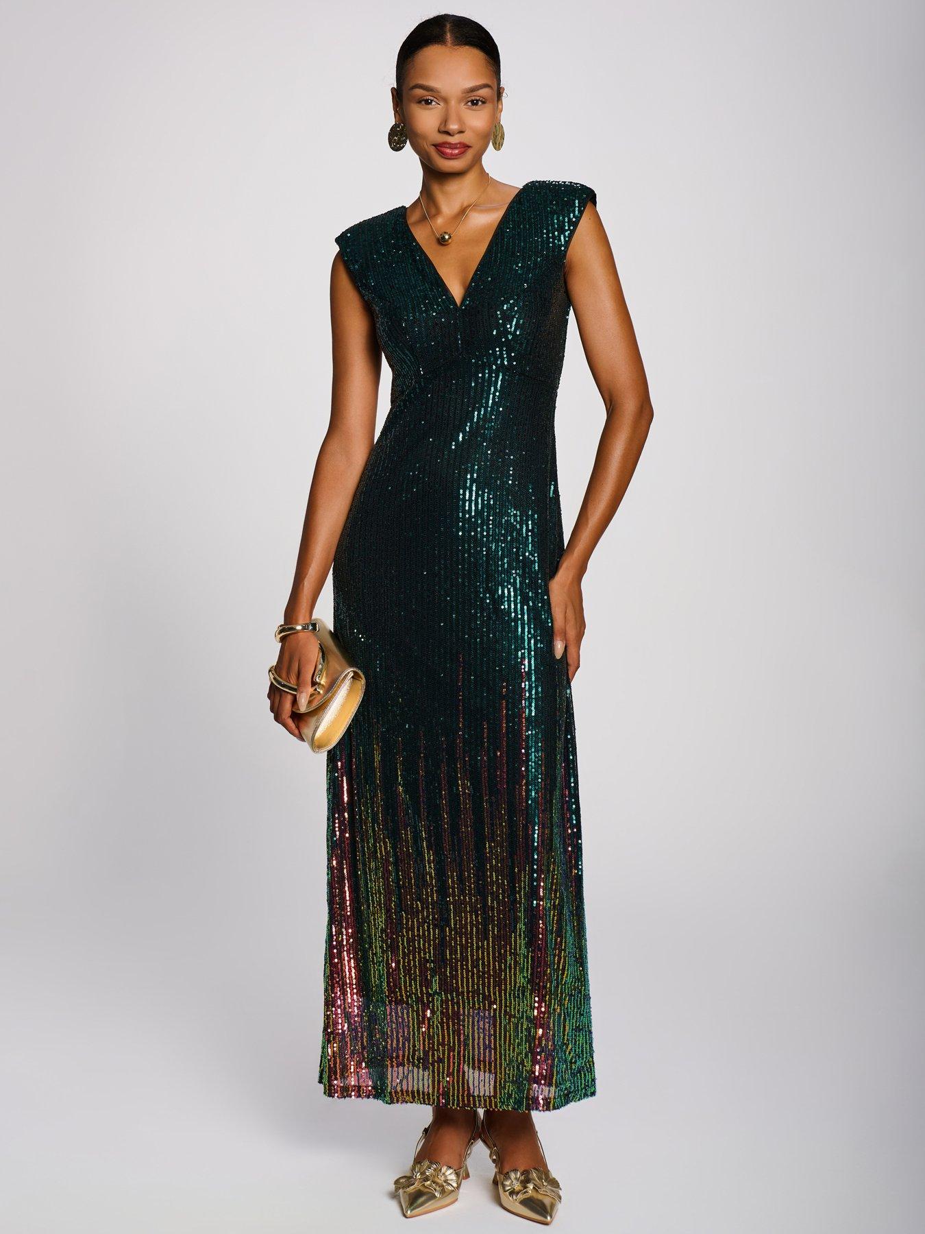 Image 7 of 7 of Jolie Moi Mermaid Patterned Sequin Maxi Dress