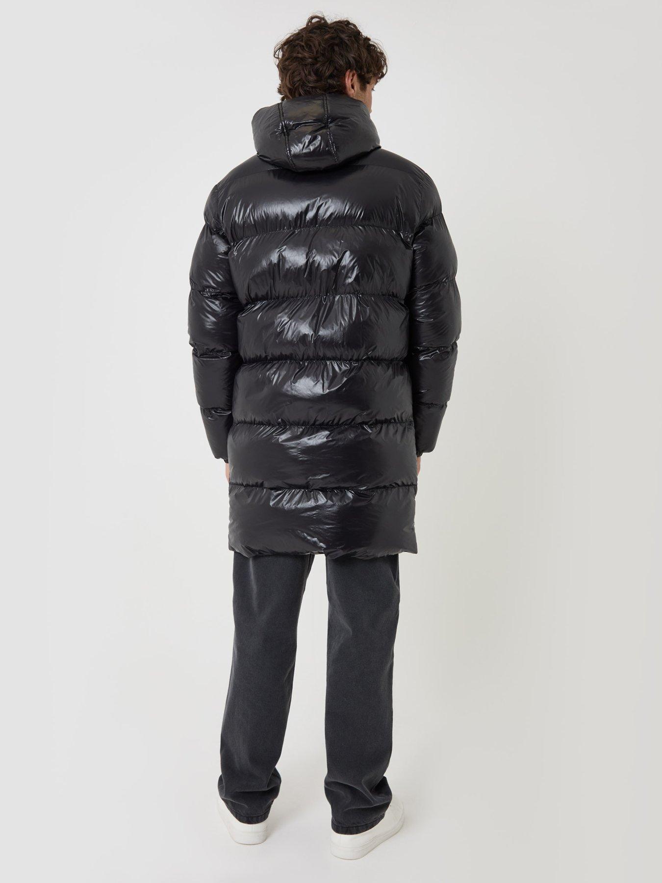 Image 3 of 4 of Threadbare Mens Lees Padded Hooded Longline Jacket - Black