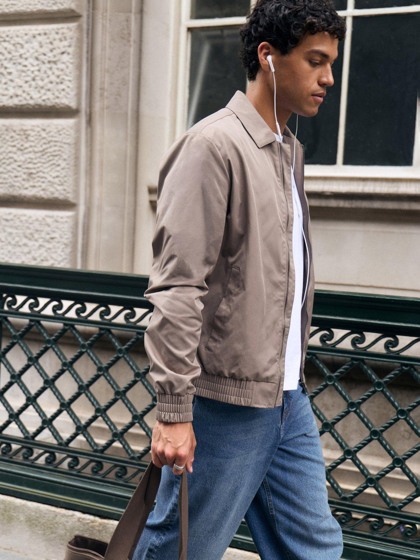Image 1 of 6 of Threadbare Mens Shower Resistant Stretch Full Zip Jacket - Taupe