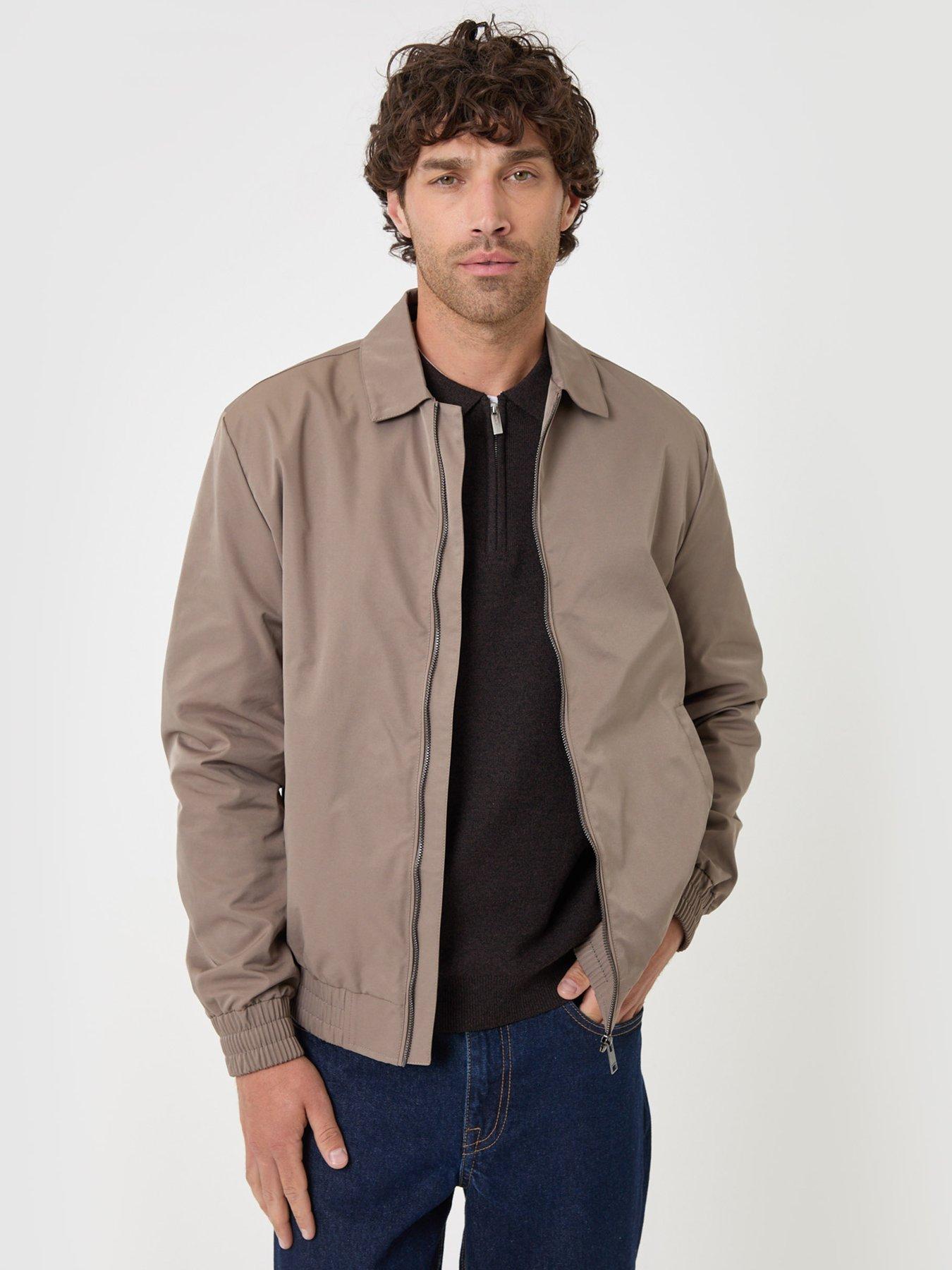 Image 2 of 6 of Threadbare Mens Shower Resistant Stretch Full Zip Jacket - Taupe