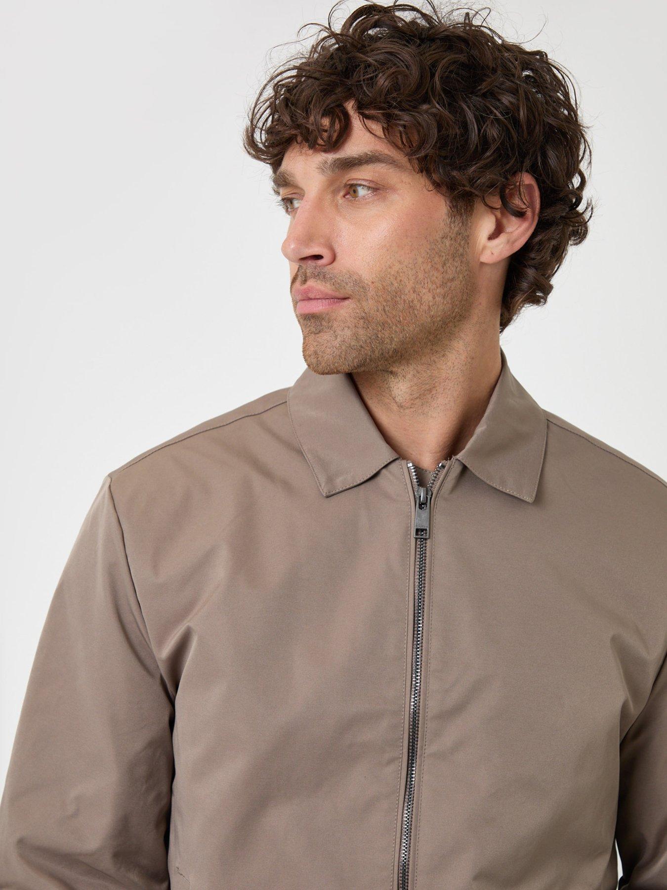 Image 5 of 6 of Threadbare Mens Shower Resistant Stretch Full Zip Jacket - Taupe