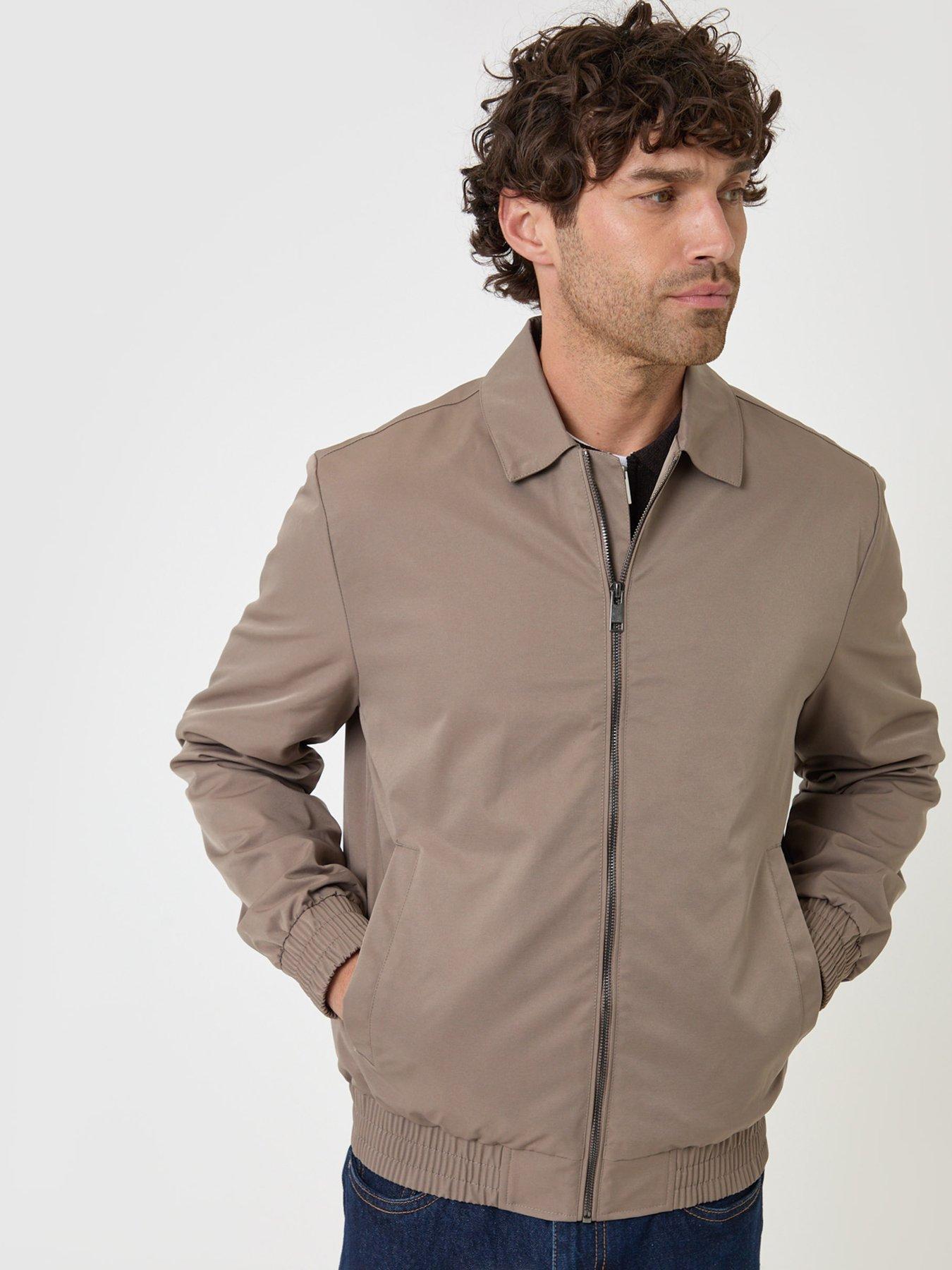 Image 6 of 6 of Threadbare Mens Shower Resistant Stretch Full Zip Jacket - Taupe