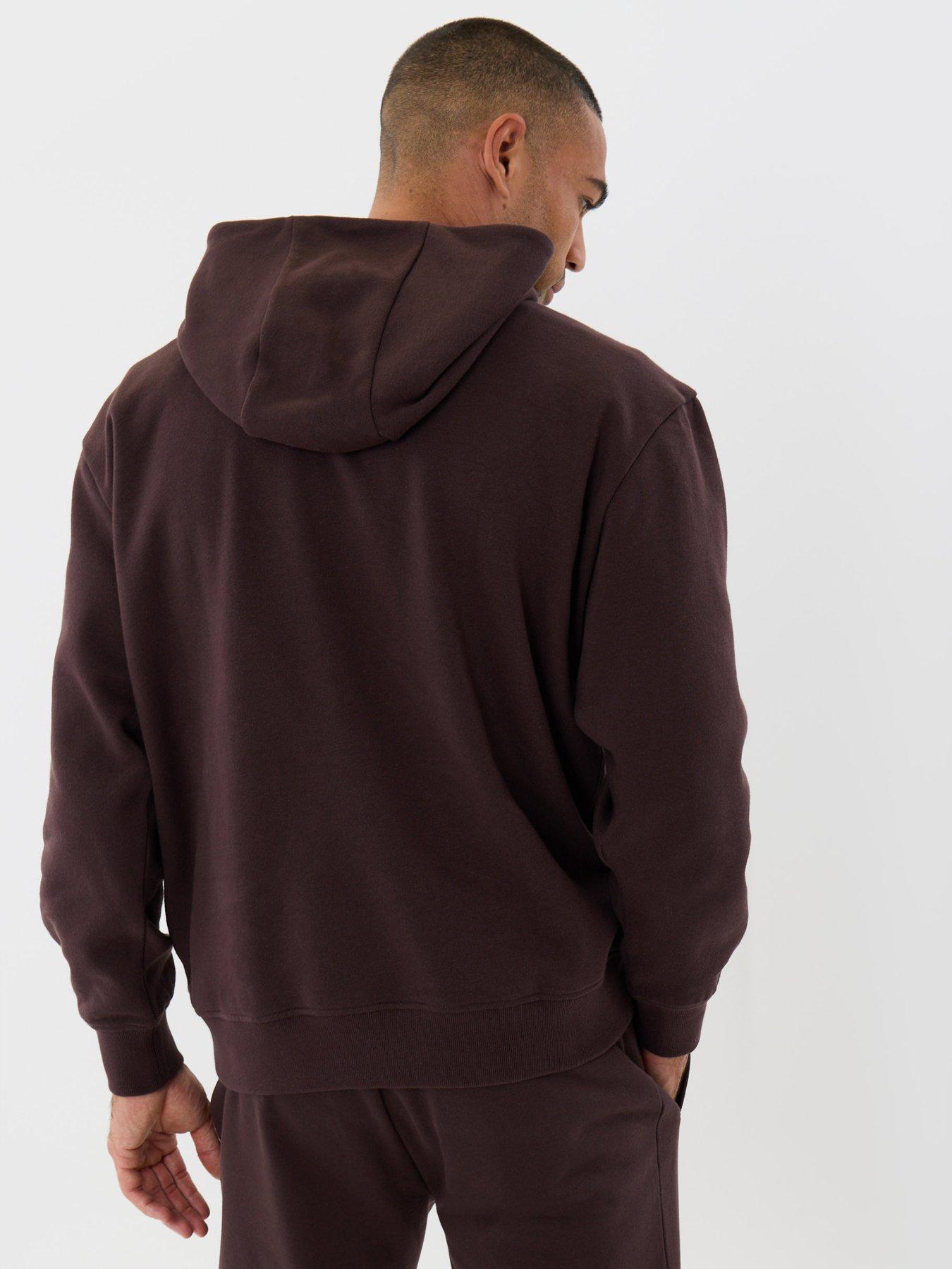 Image 2 of 5 of Threadbare Relaxed Fit Cotton Rich Overhead Hoodie In Chocolate Brown