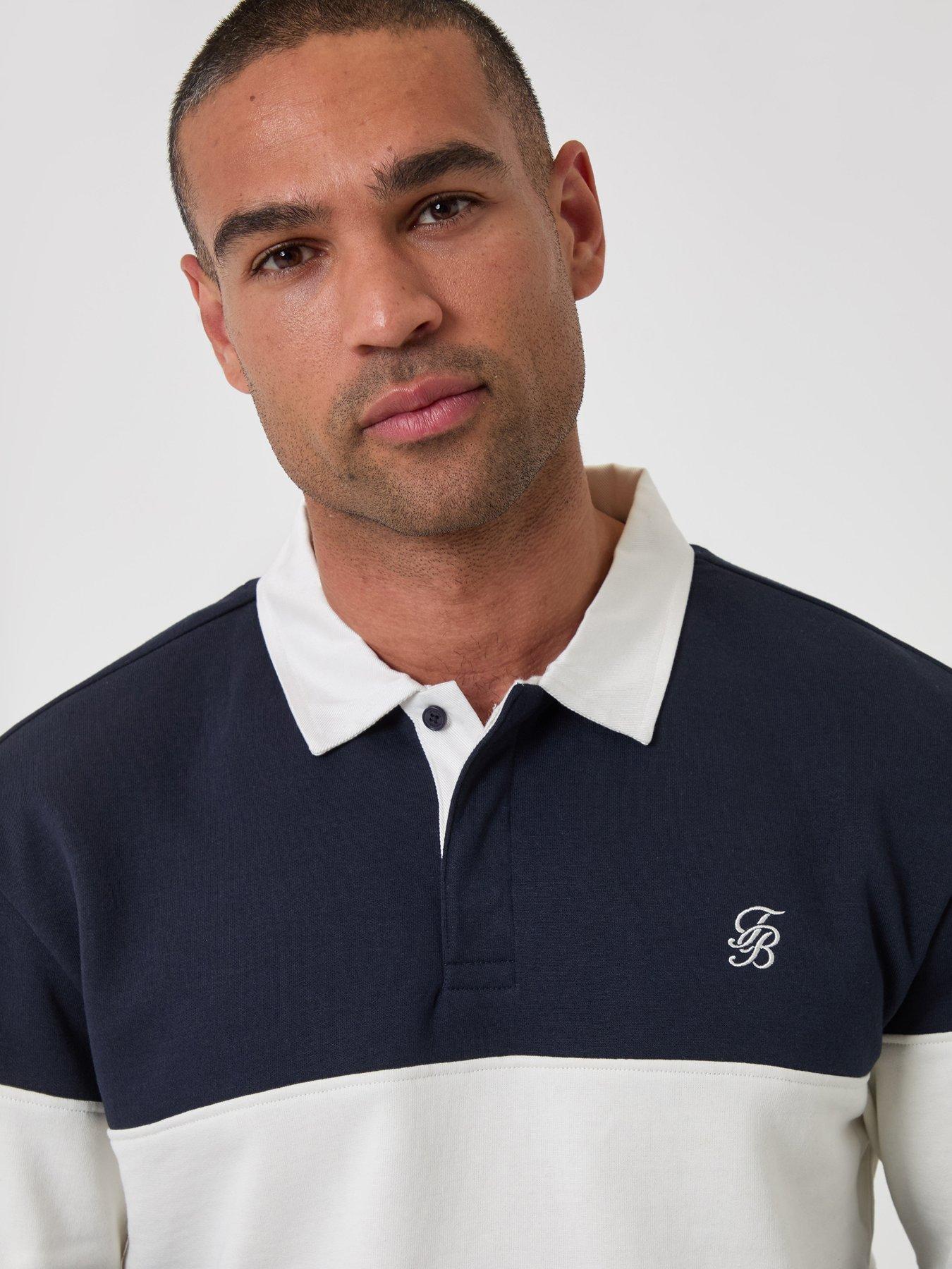 Image 4 of 5 of Threadbare Mens Elterwater Relaxed Fit Rugby Collar Stripe Rugby Top - Navy