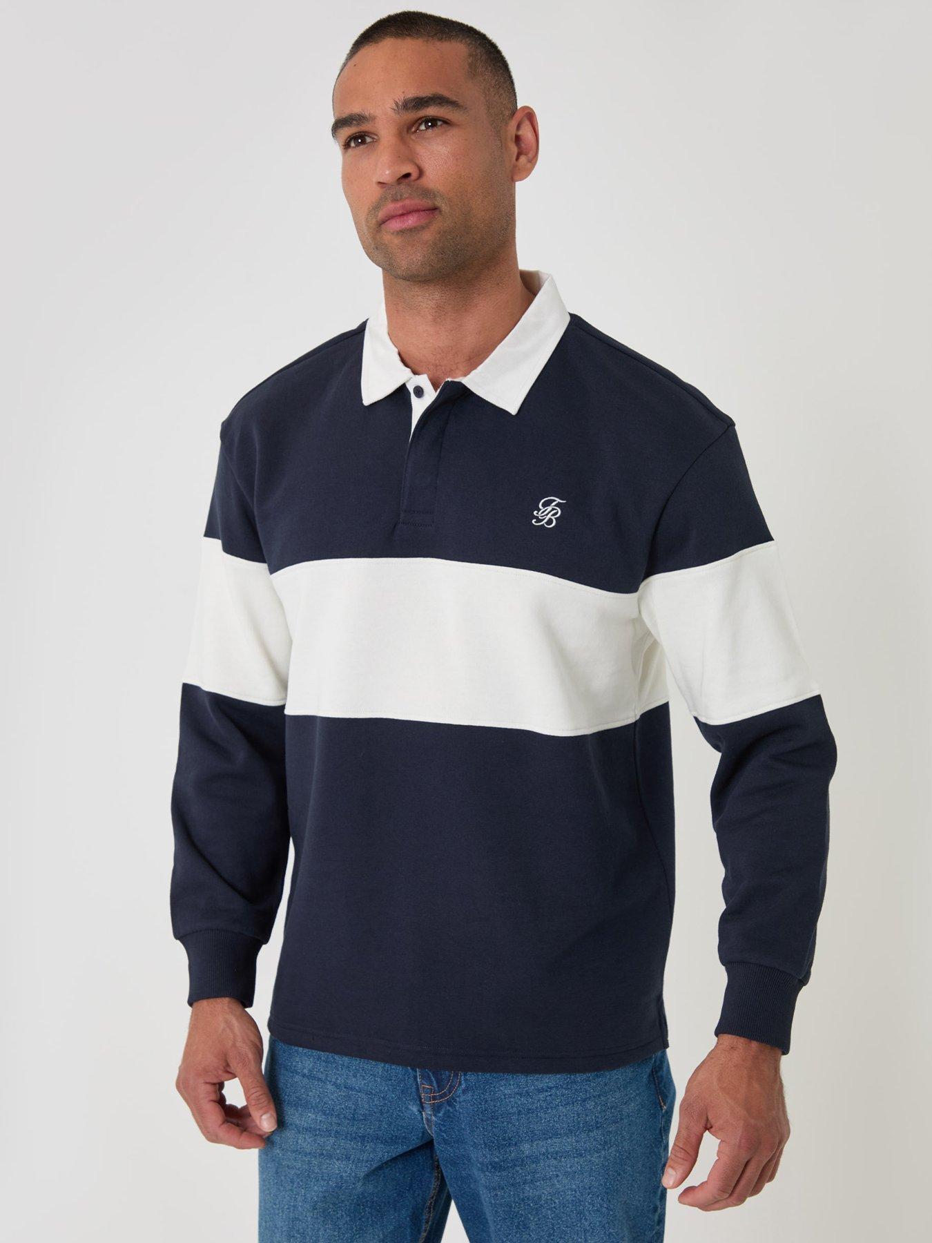 Image 5 of 5 of Threadbare Mens Elterwater Relaxed Fit Rugby Collar Stripe Rugby Top - Navy