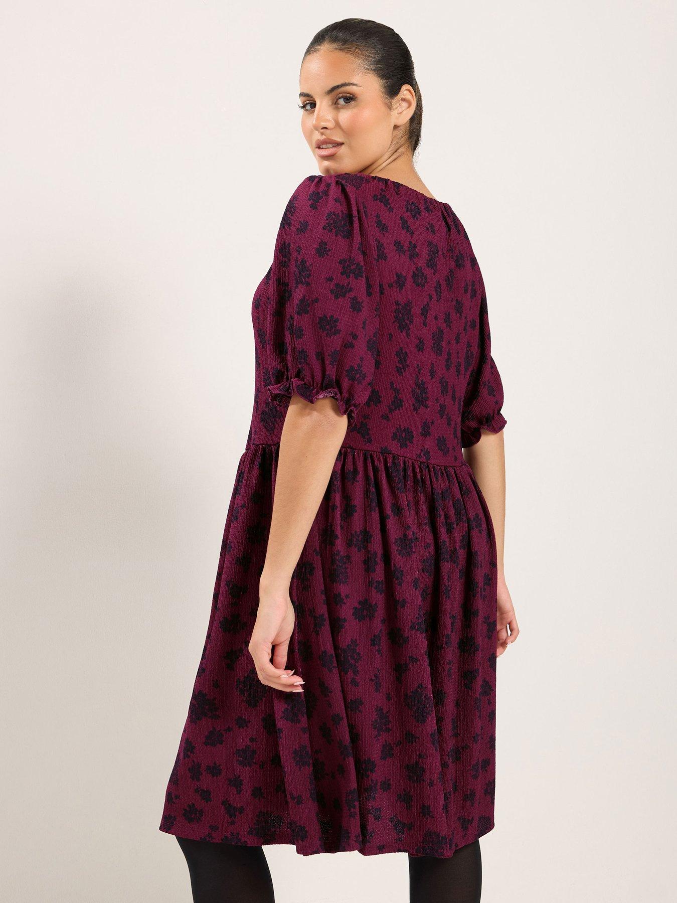 Image 2 of 4 of Yours Curve Floral Tie Neck Dress