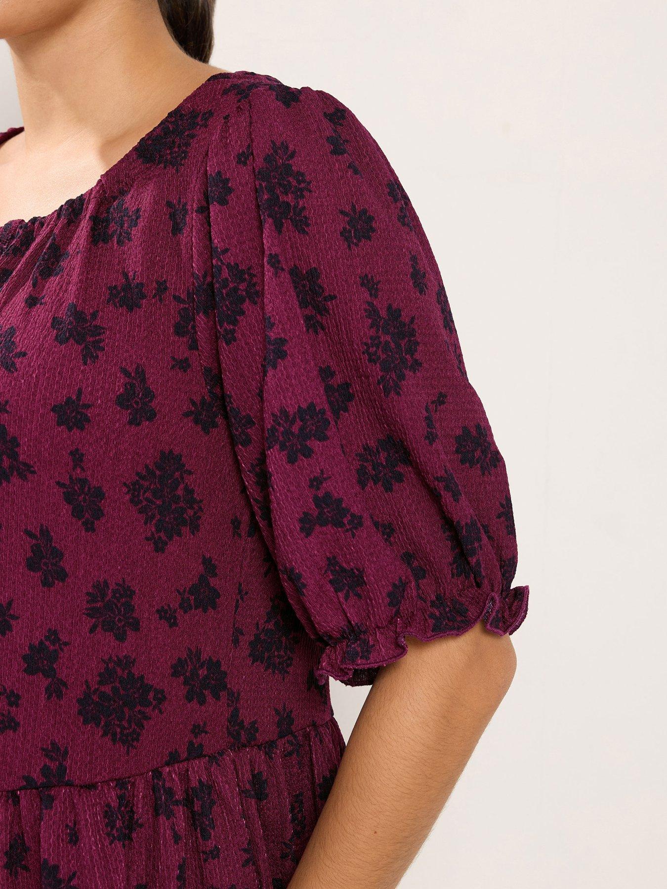 Image 4 of 4 of Yours Curve Floral Tie Neck Dress