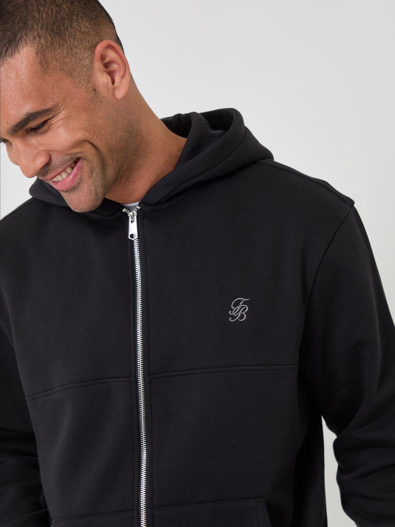 Image 4 of 4 of Threadbare Mens Fleece Zip Through Hoody Gwen - Black (Relaxed Fit)
