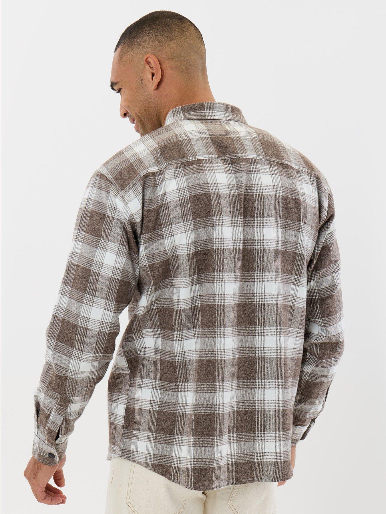 Image 2 of 5 of Threadbare Relaxed Fit Cotton Patch Pocket Shirt In Chocolate Brown Check