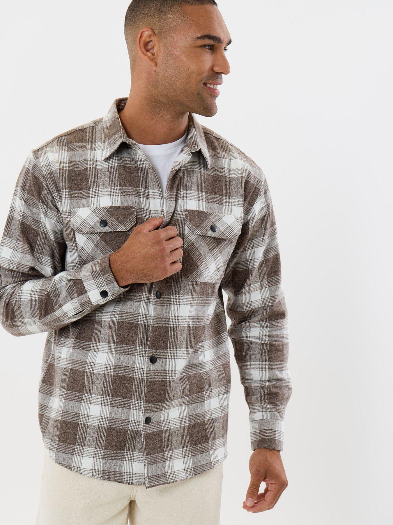 Image 5 of 5 of Threadbare Relaxed Fit Cotton Patch Pocket Shirt In Chocolate Brown Check