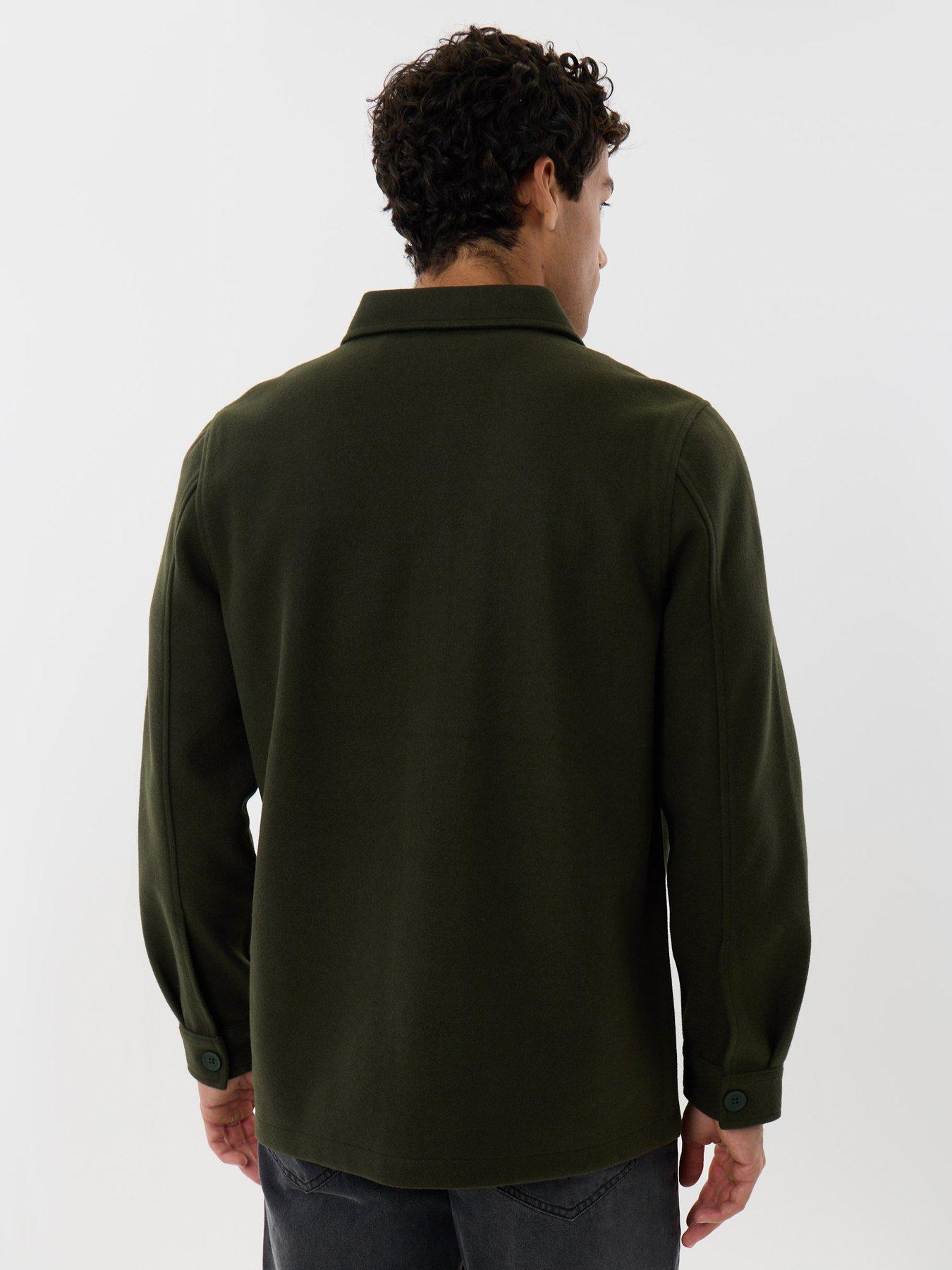 Image 2 of 5 of Threadbare Long Sleeve Button Up Shacket In Forest Green