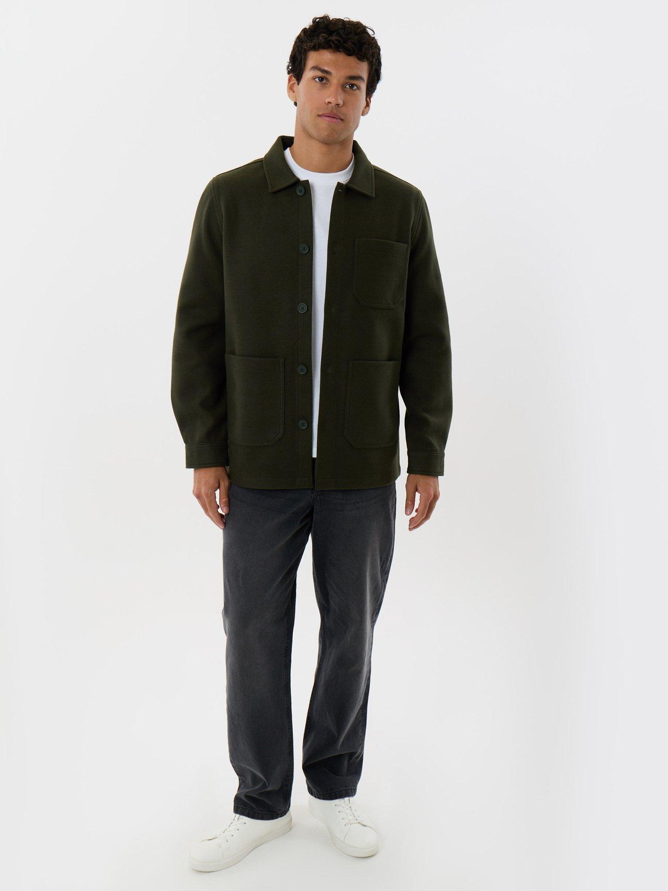 Image 3 of 5 of Threadbare Long Sleeve Button Up Shacket In Forest Green