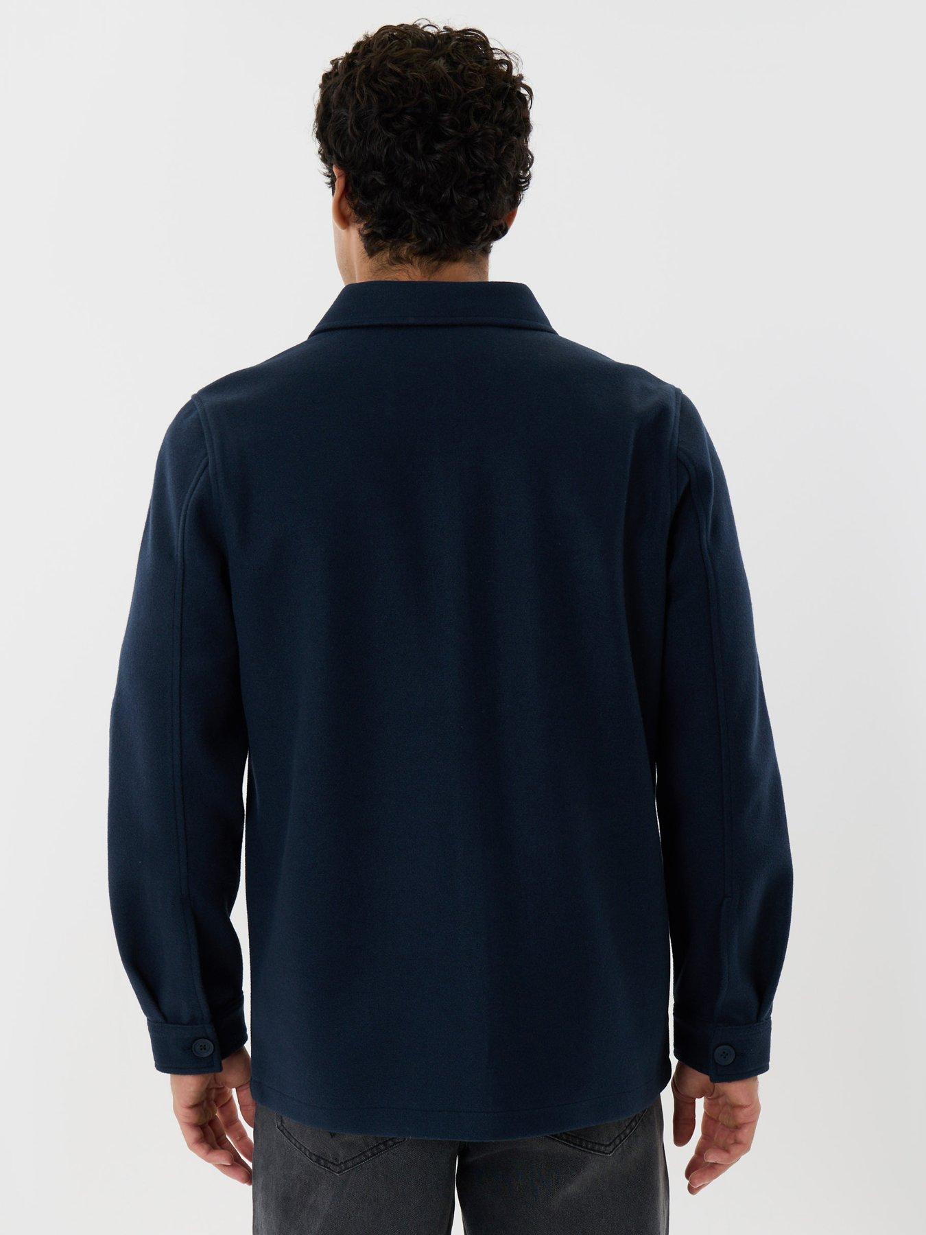 Image 2 of 5 of Threadbare Mens Albania Button-Through Shacket - Navy