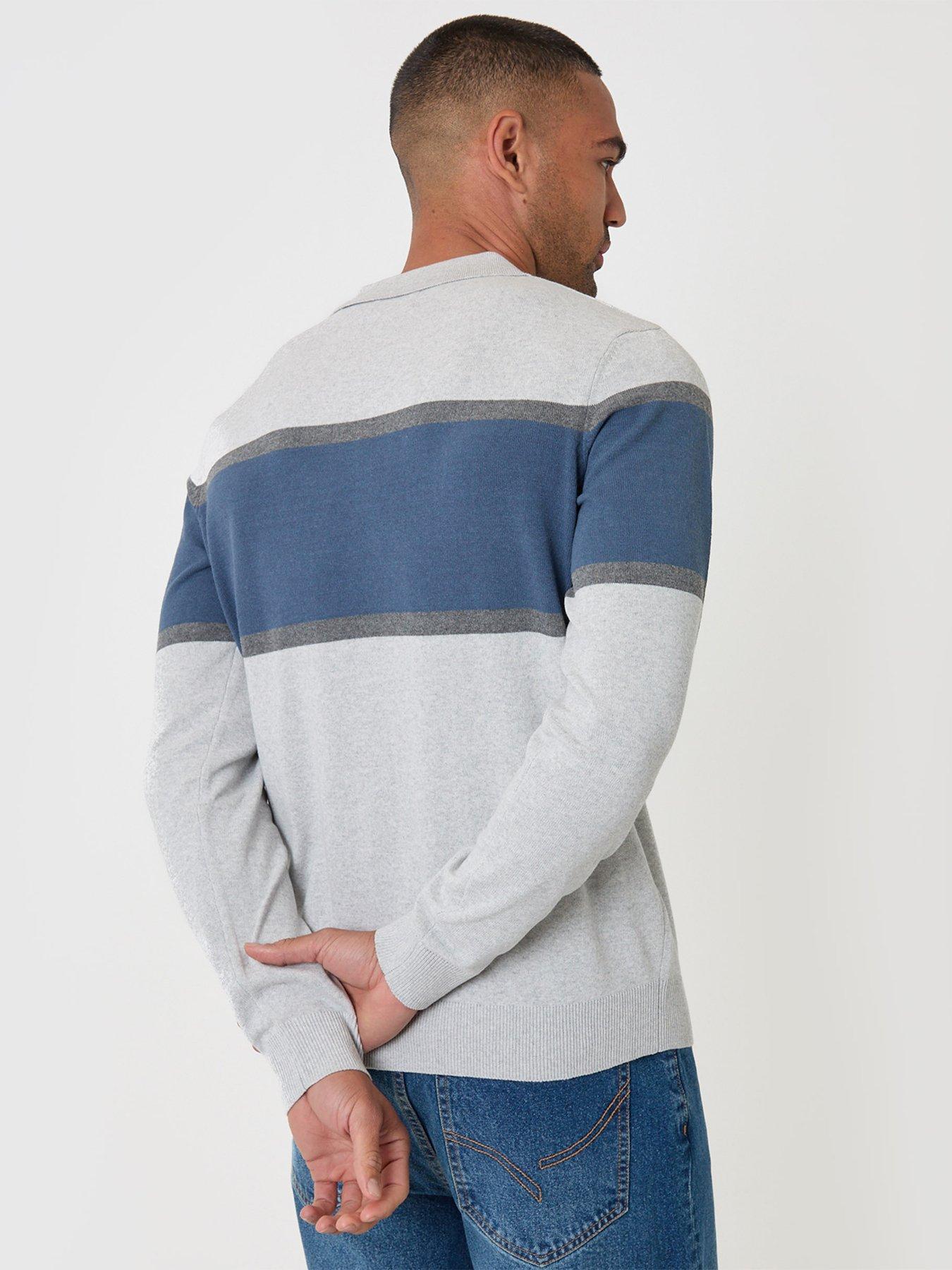 Image 2 of 5 of Threadbare Mens Fairhaven Stripe Button Polo Collar Polo Shirt - Grey