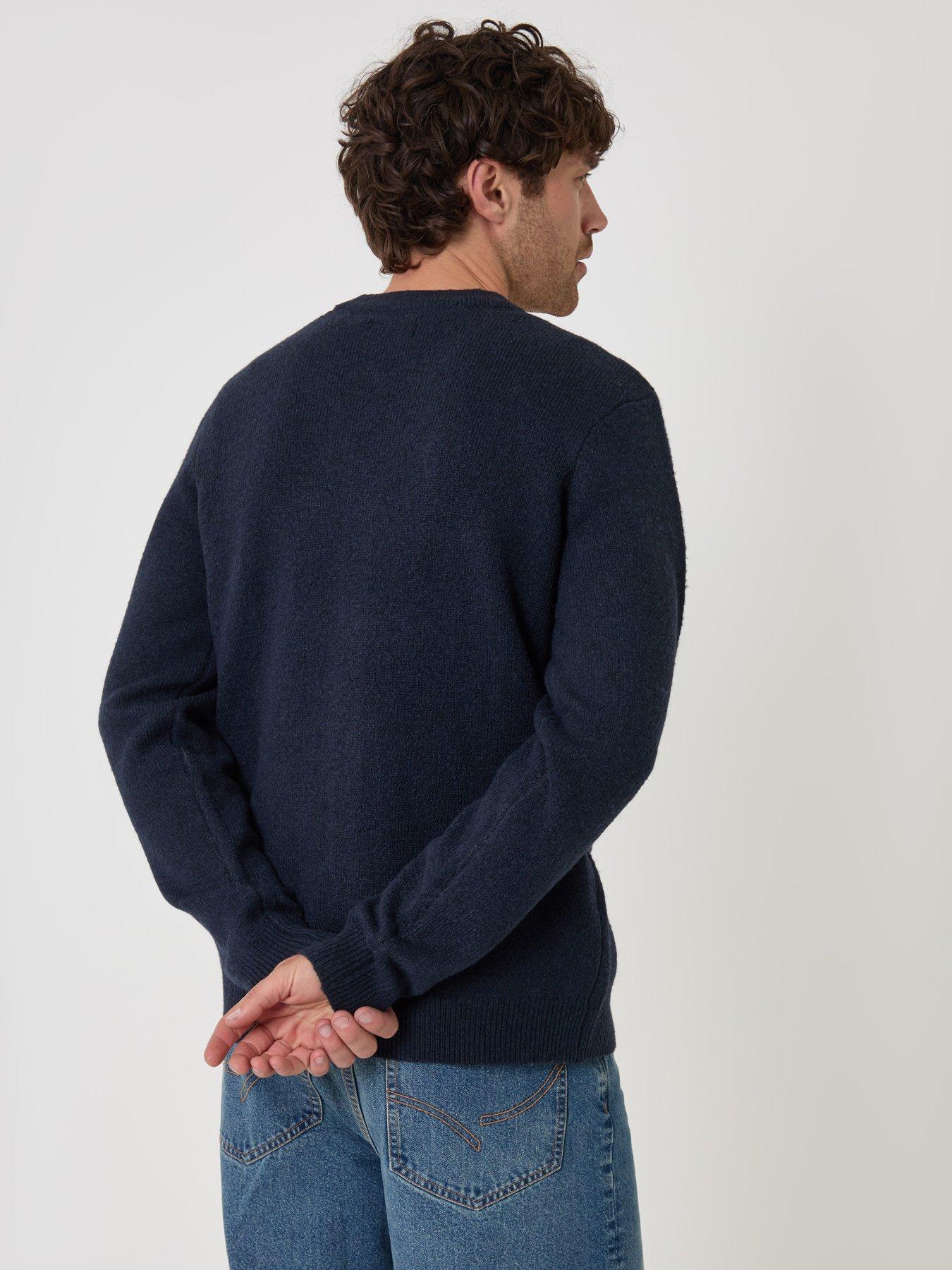 Image 2 of 4 of Threadbare Mens Argyle V-Neck Cardigan - Navy