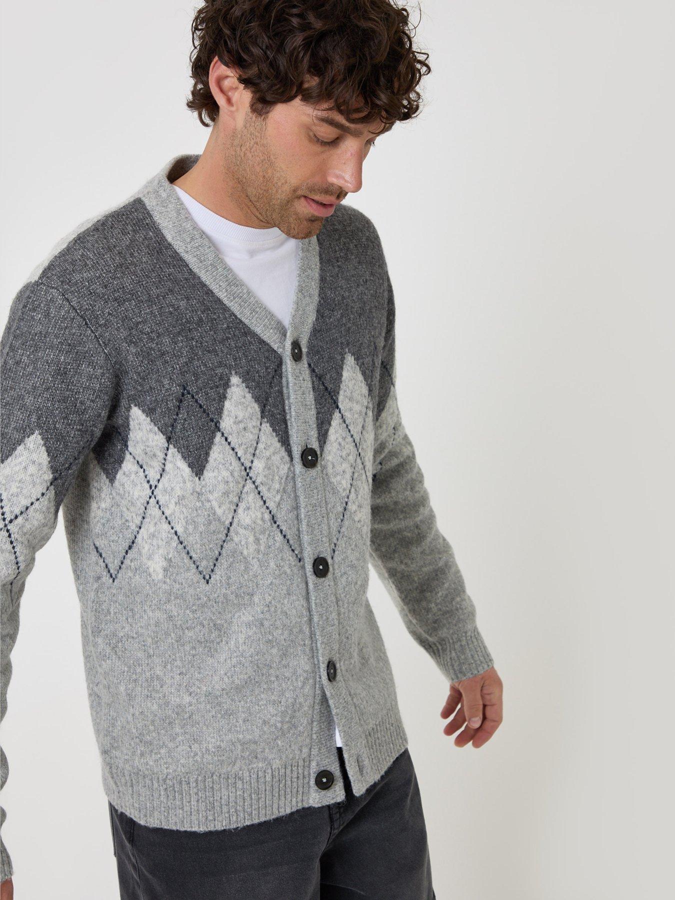 Image 1 of 4 of Threadbare Mens Cardigan Patton - Charcoal/Grey Marl 7gg (was Patrick)