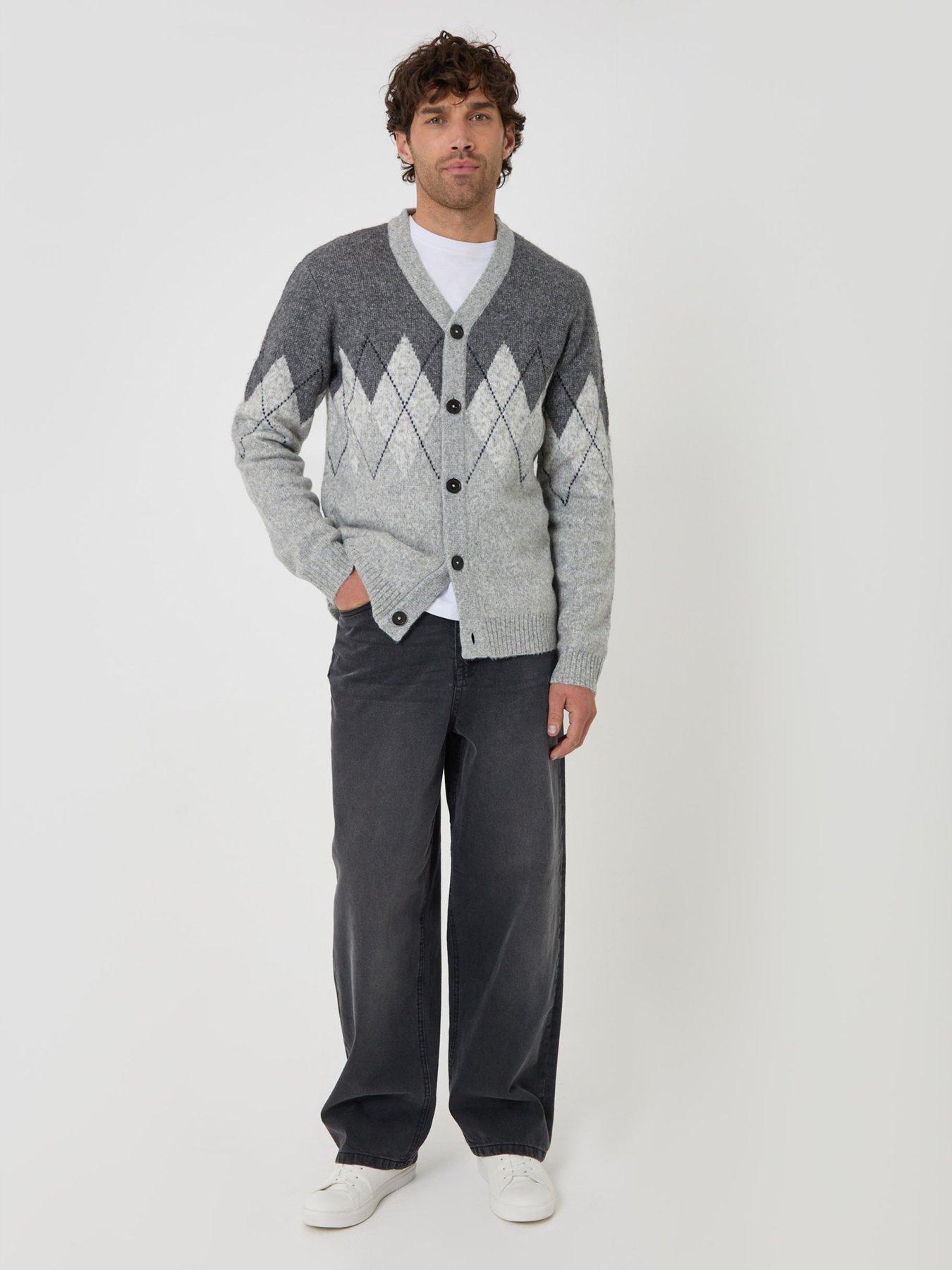 Image 3 of 4 of Threadbare Mens Cardigan Patton - Charcoal/Grey Marl 7gg (was Patrick)