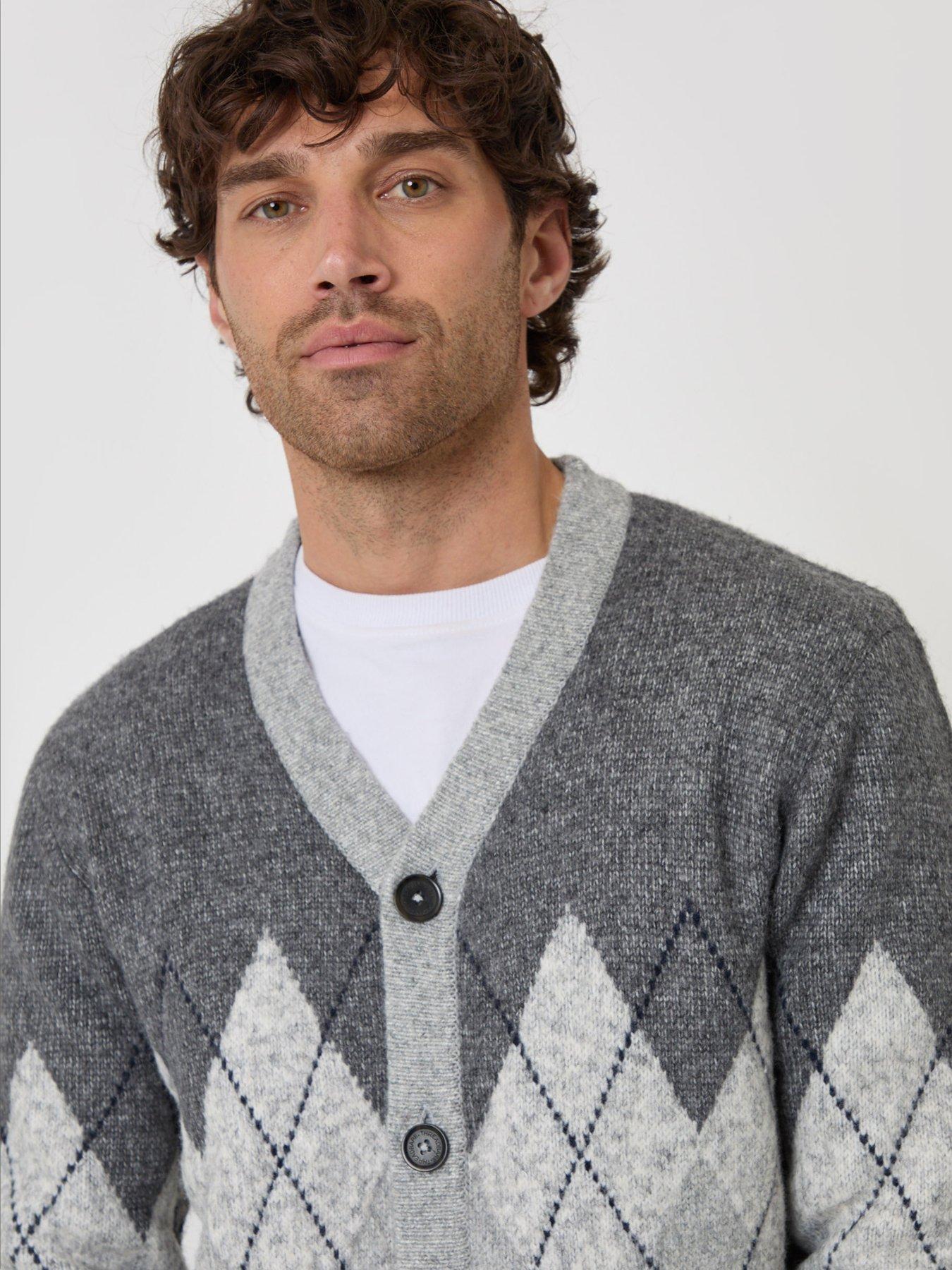 Image 4 of 4 of Threadbare Mens Cardigan Patton - Charcoal/Grey Marl 7gg (was Patrick)