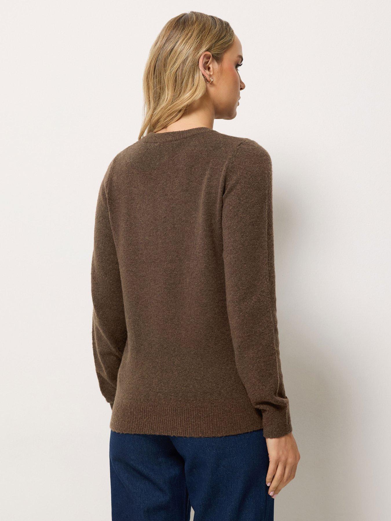 Image 2 of 4 of Long Tall Sally Womens Tall Half Button Jumper - Brown