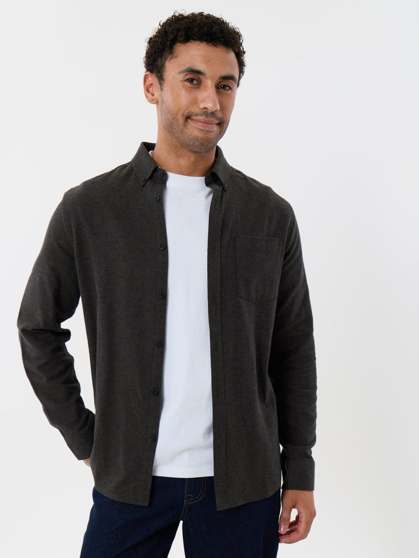 Image 1 of 5 of Threadbare Mens Shirt L/Slv Fell - Khaki/Black Regular fit
