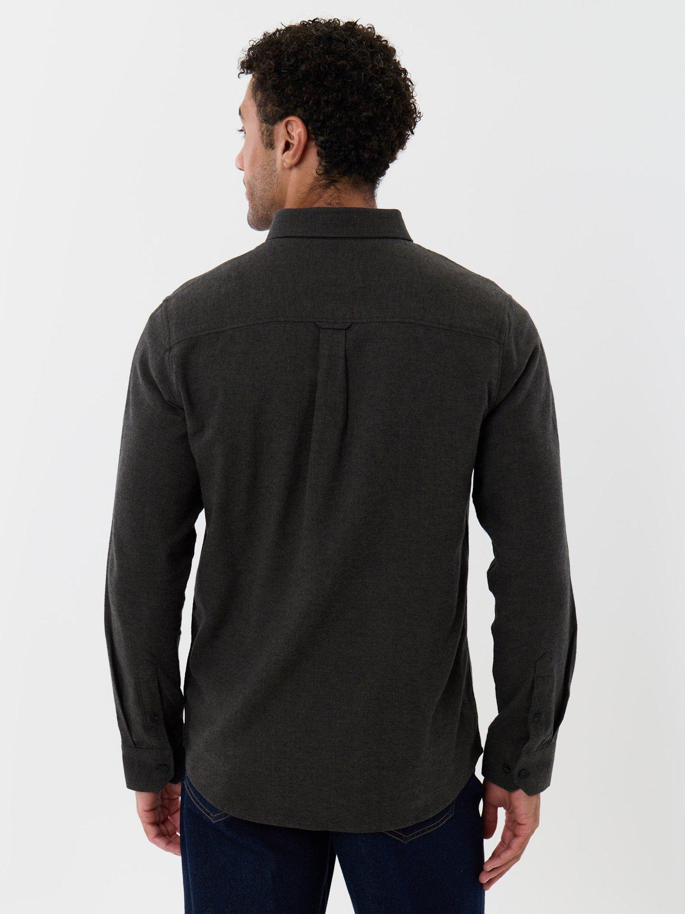 Image 2 of 5 of Threadbare Mens Shirt L/Slv Fell - Khaki/Black Regular fit